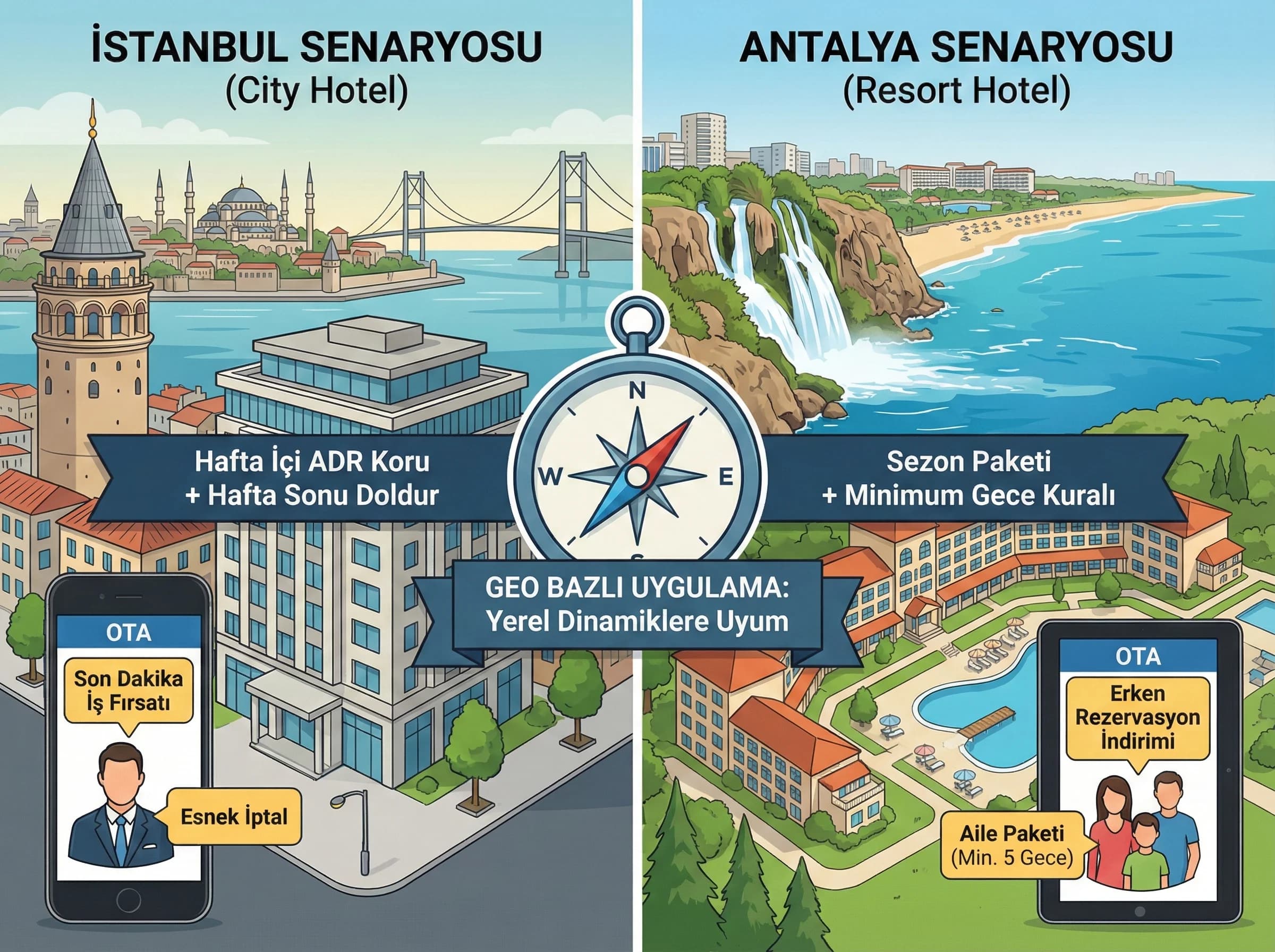 İstanbul ve Antalya uygulama senaryoları görseli, GEO karşılaştırma