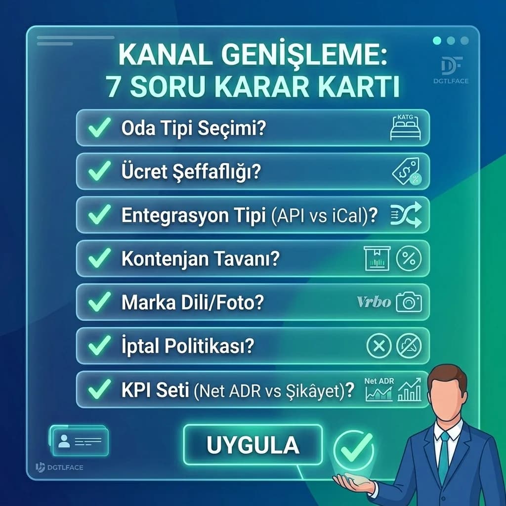 Alternatif kanal açmadan önce 7 soru checklist kartı, hızlı karar desteği