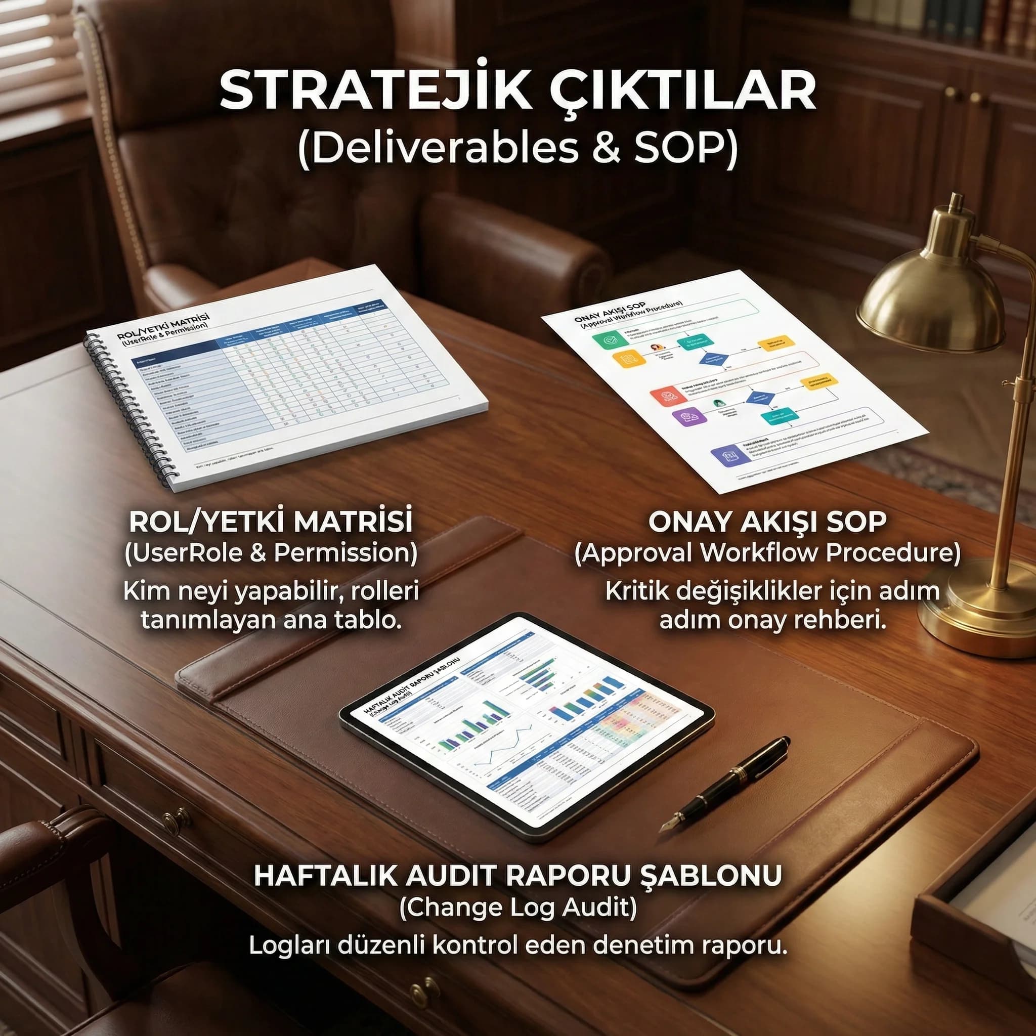 Rol matrisi ve audit rutini deliverable’larını gösteren proof kartı