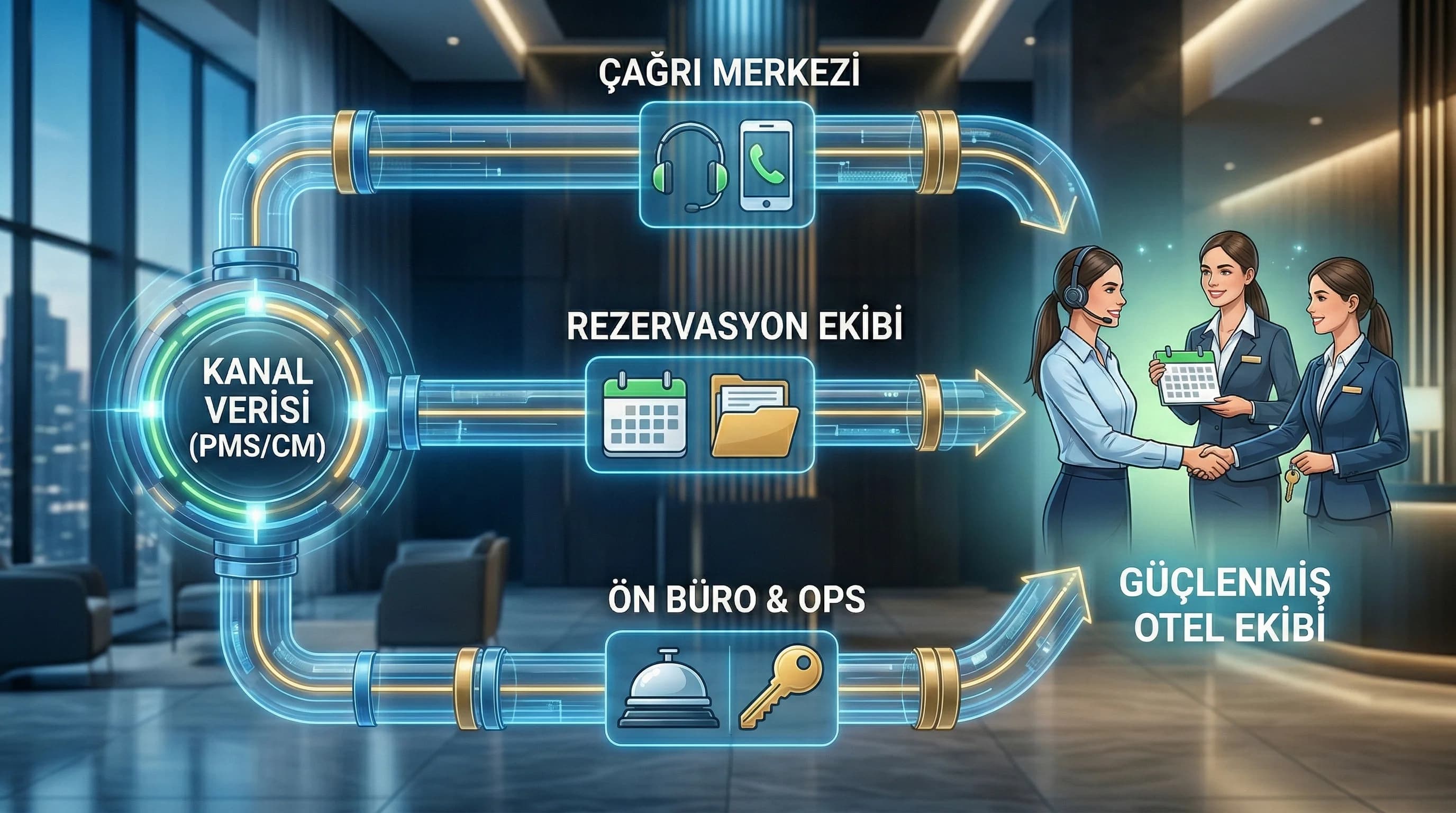 Channel data call center reservations operasyon akışını özetleyen context görseli