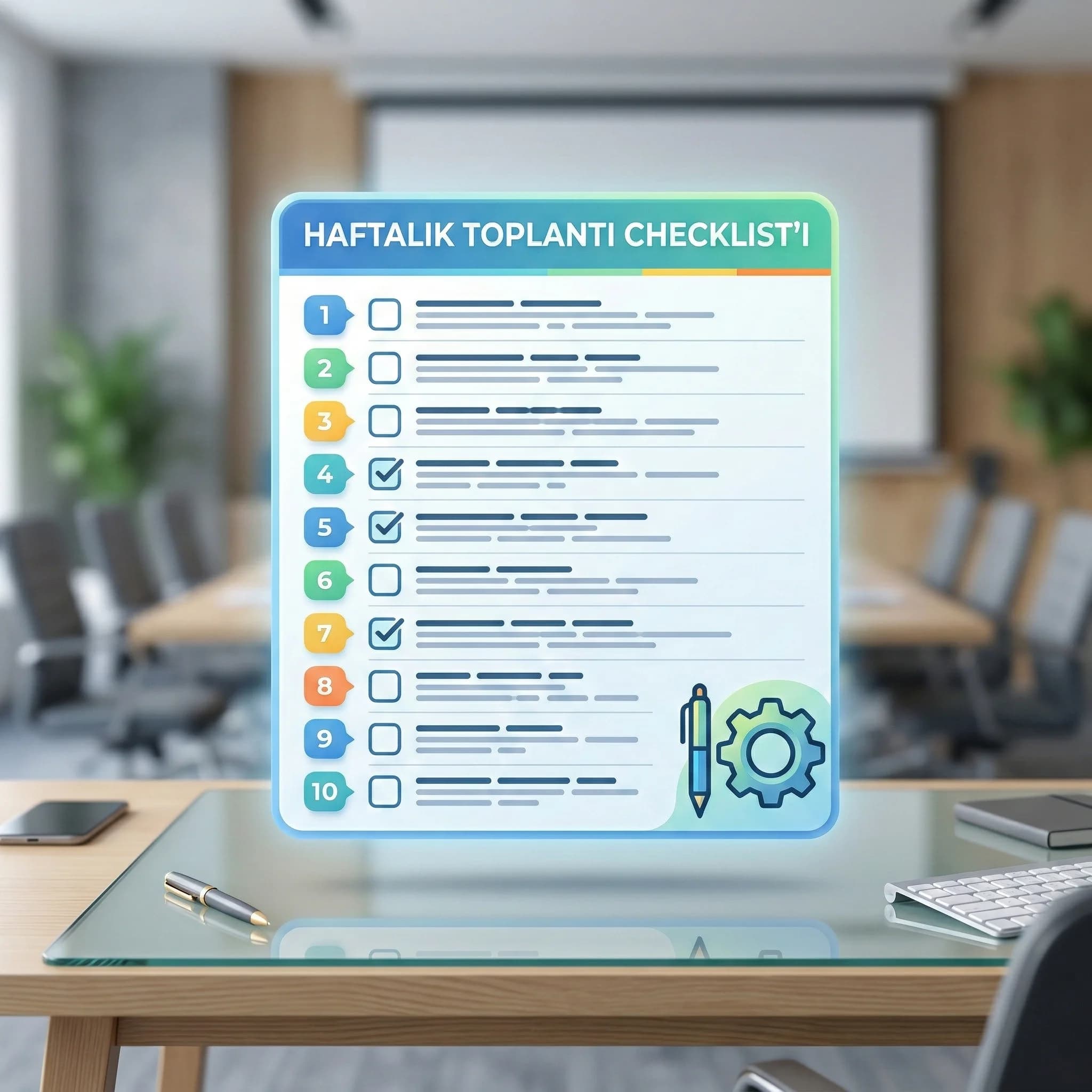 Haftalık kanal ve rezervasyon toplantısı için 10 soruluk checklist kartı
