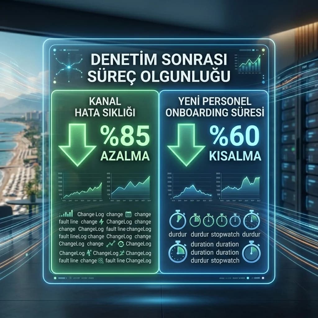 Denetim sonrası hata sıklığı ve süreç olgunluğu KPI kartı