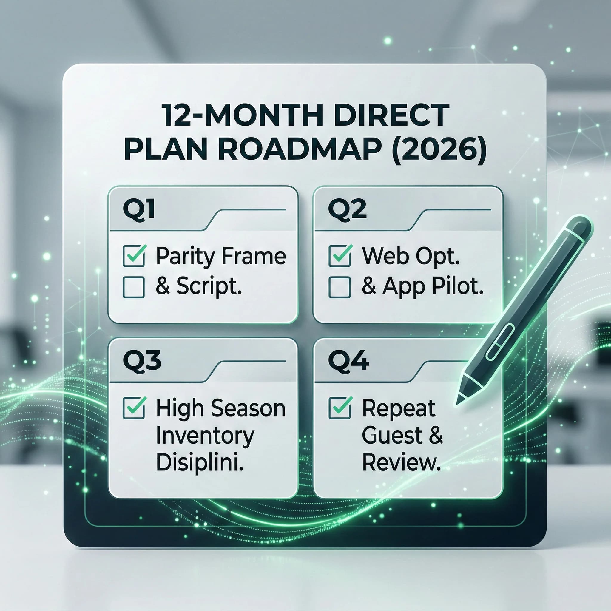 12 aylık direct plan roadmap checklist otel bağlamı