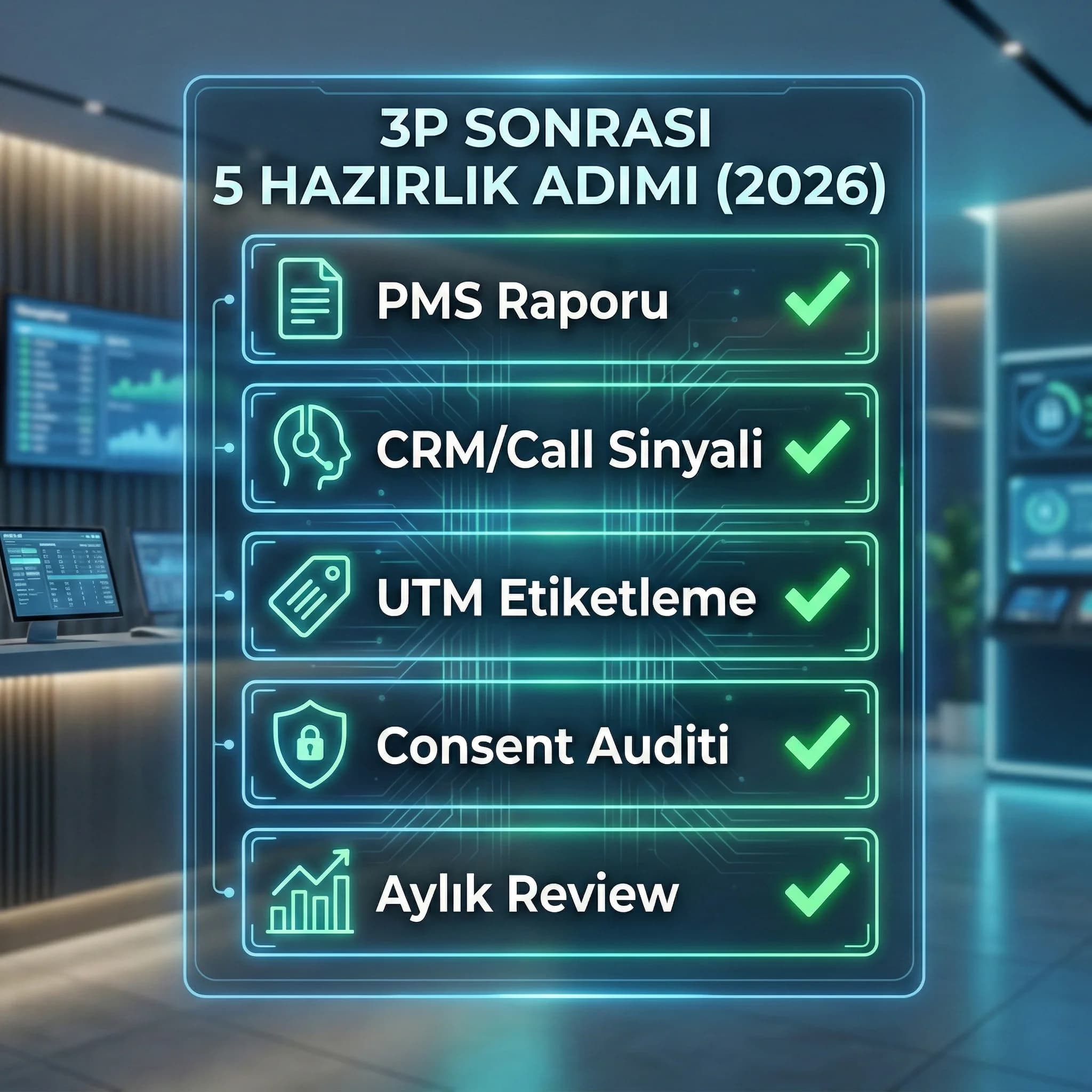 3P çerez sonrası 5 hazırlık adımı checklist otel bağlamı