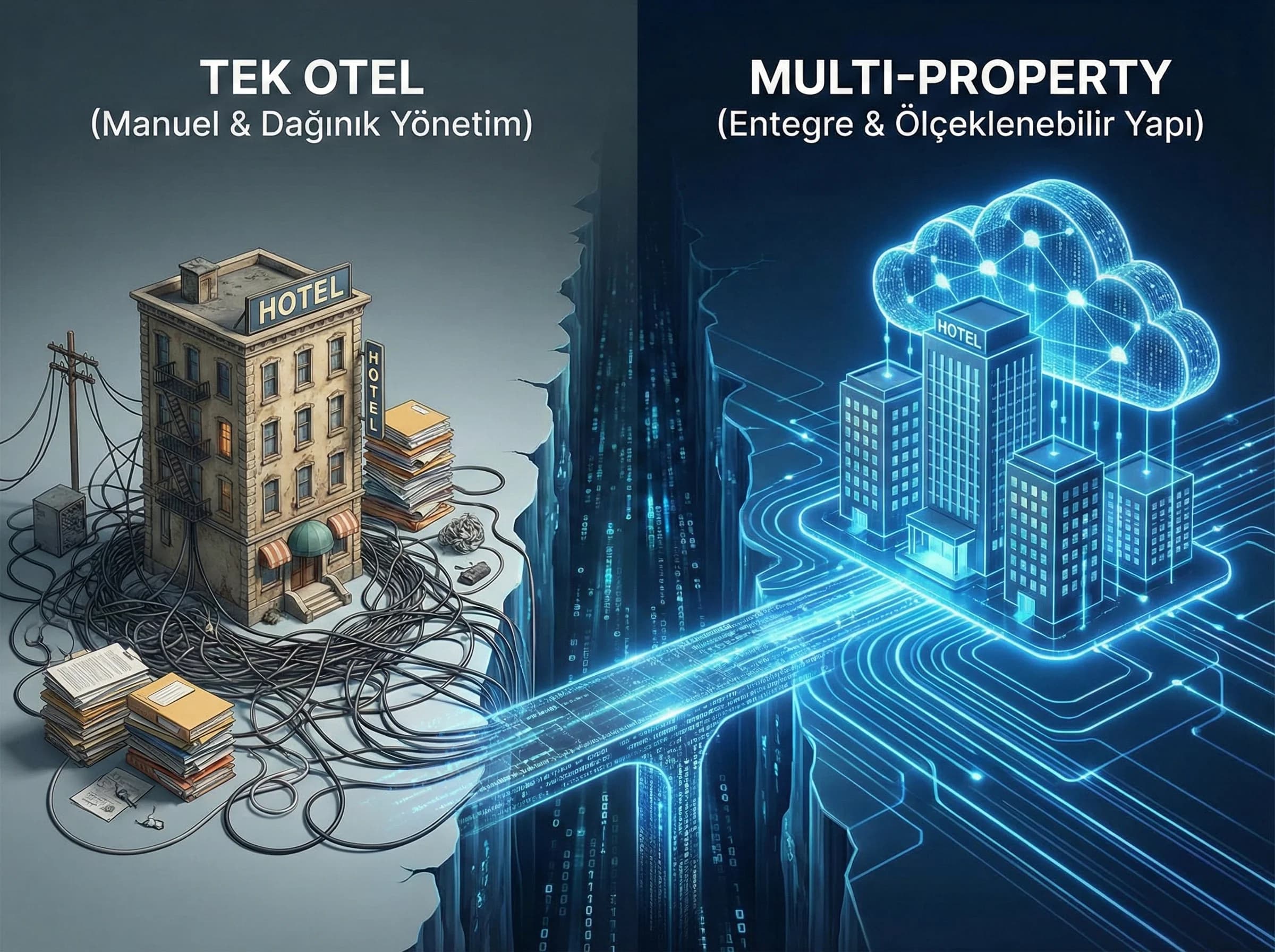 Tek otelden multi-property’e geçiş kırılmalarını anlatan bölüm ayırıcı görsel