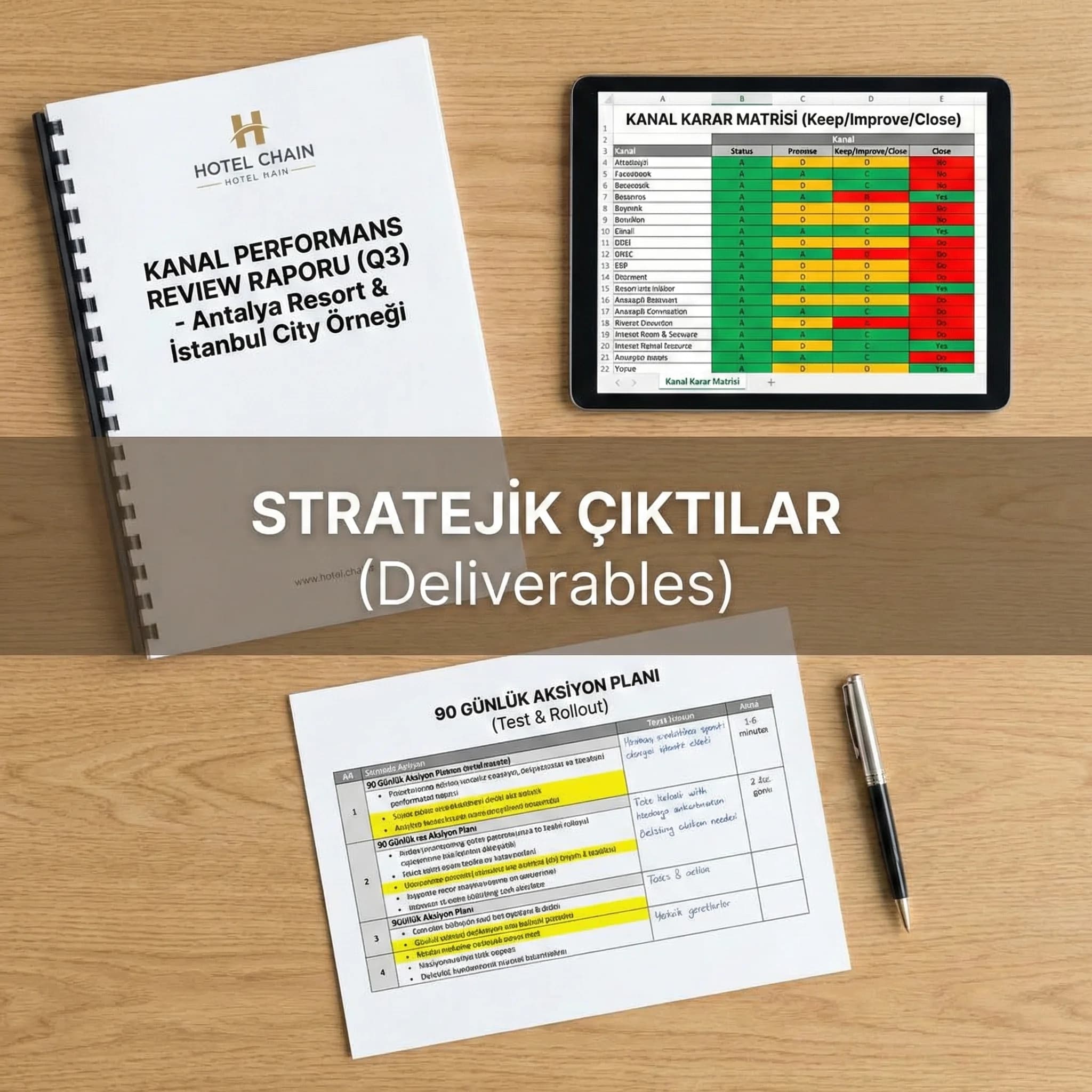 Kanal karar matrisi ve review raporu deliverable’larını gösteren proof kartı