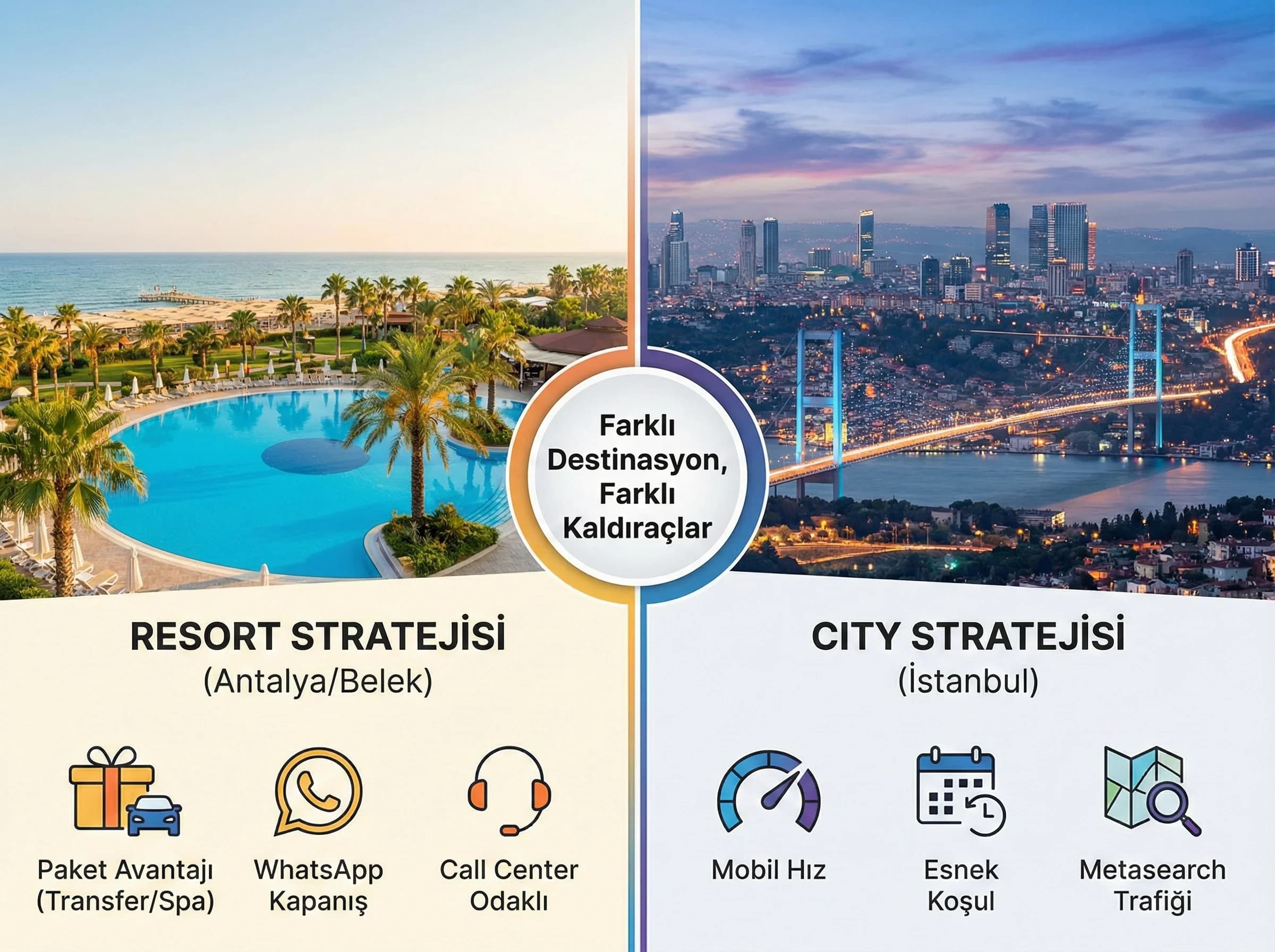 Antalya resort ve İstanbul city farkı, direct stratejiyi destinasyona uyarlama