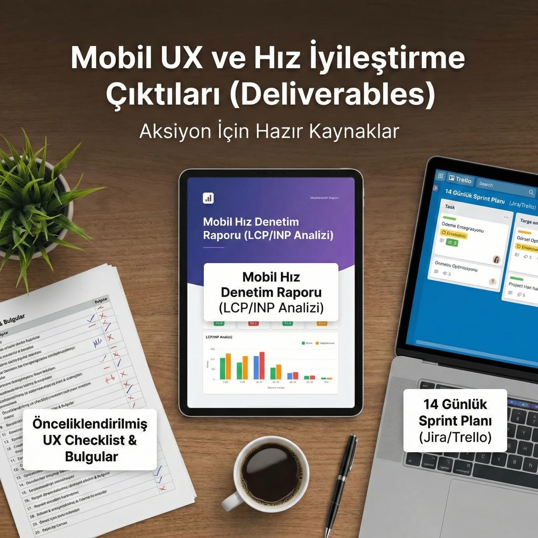Mobil hız ve UX teslimatları, checklist ve sprint planı çıktıları