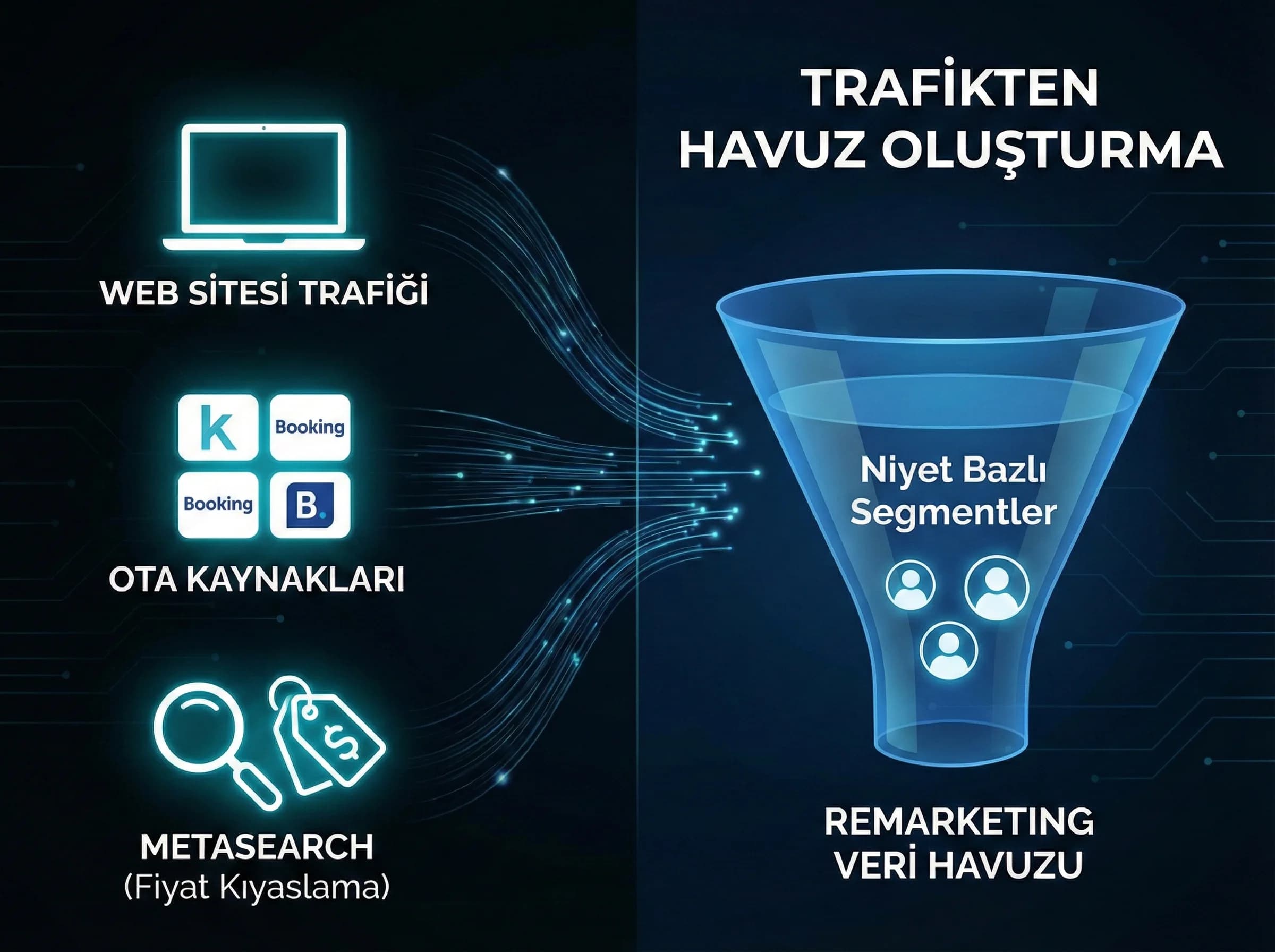 Web OTA metasearch havuzları, otel remarketing hedef kitle kurma