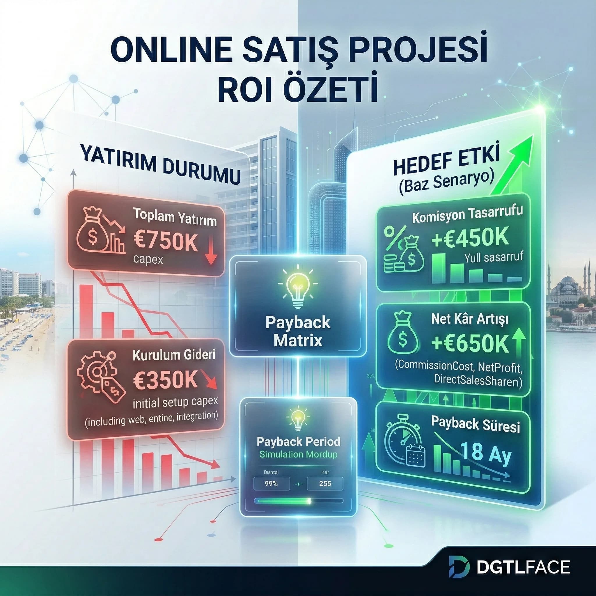 ROI KPI kartı, payback ve net kâr etkisini hızlı özetleme