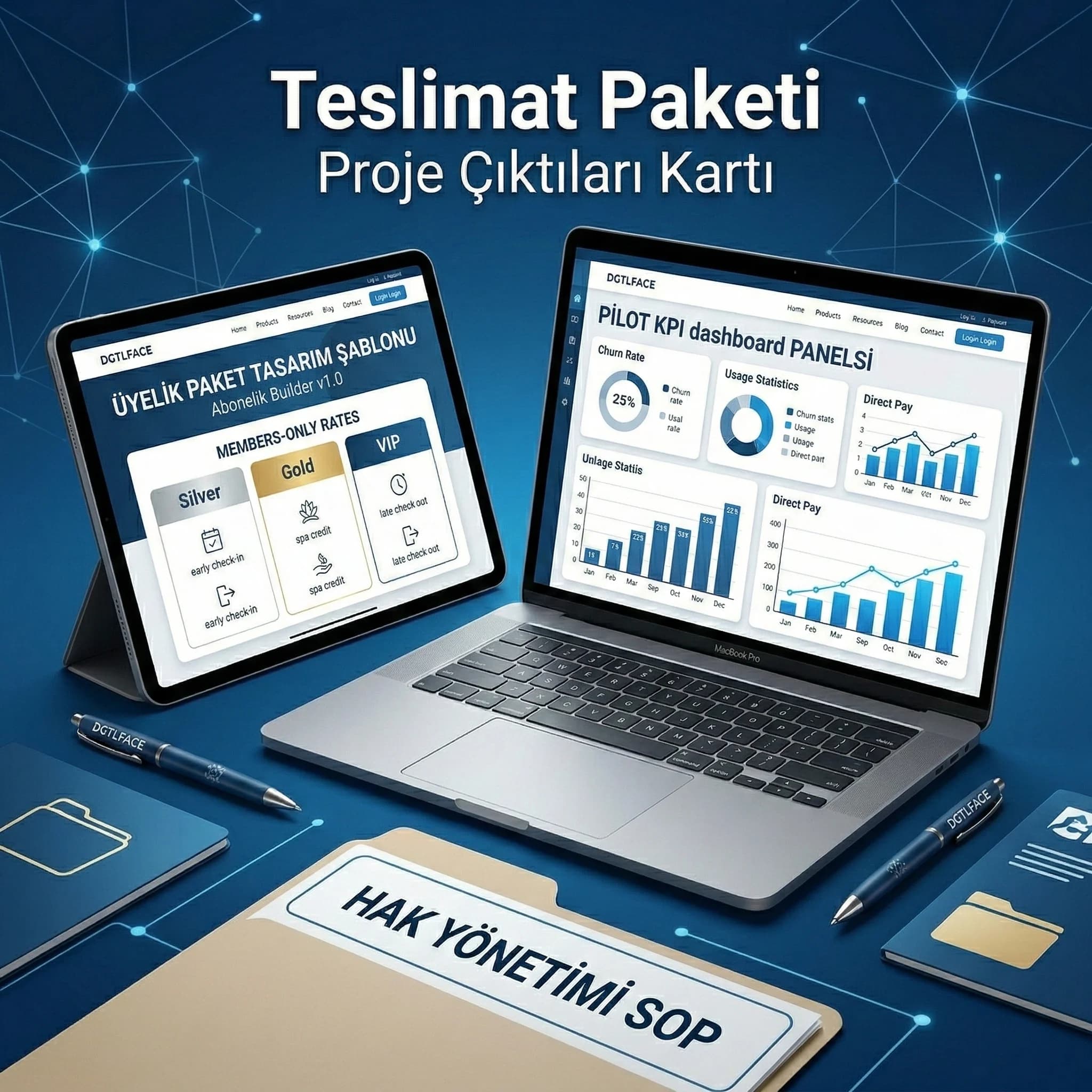 Üyelik paket tasarım deliverables, pilot plan ve KPI çıktı seti
