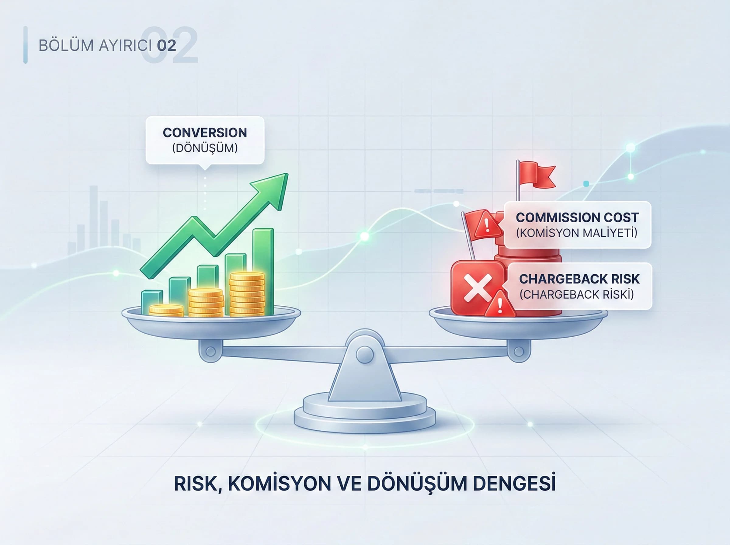 Komisyon ve risk dengesi, conversion vs cost/risk karar çerçevesi