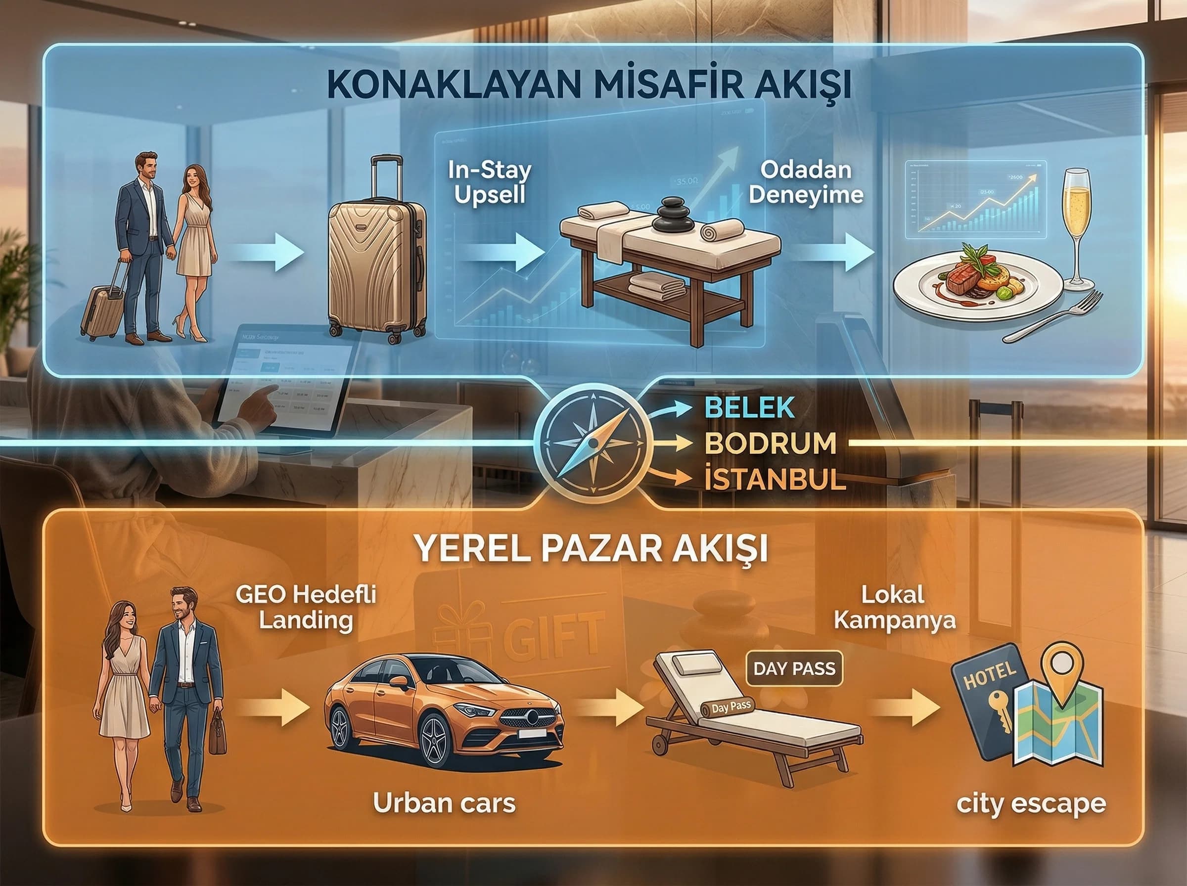 Misafir ve yerel pazar akışları, ürün ve mesaj farkını gösterir