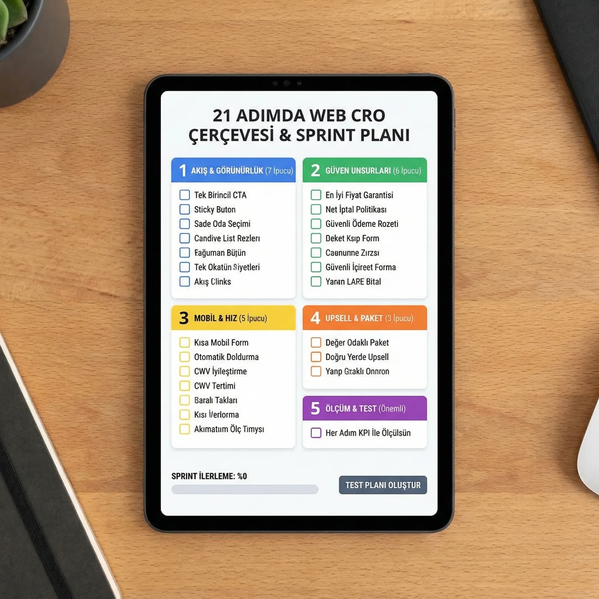 21 CRO ipucu checklist’i, otel web sitesinde hızlı iyileştirme planı