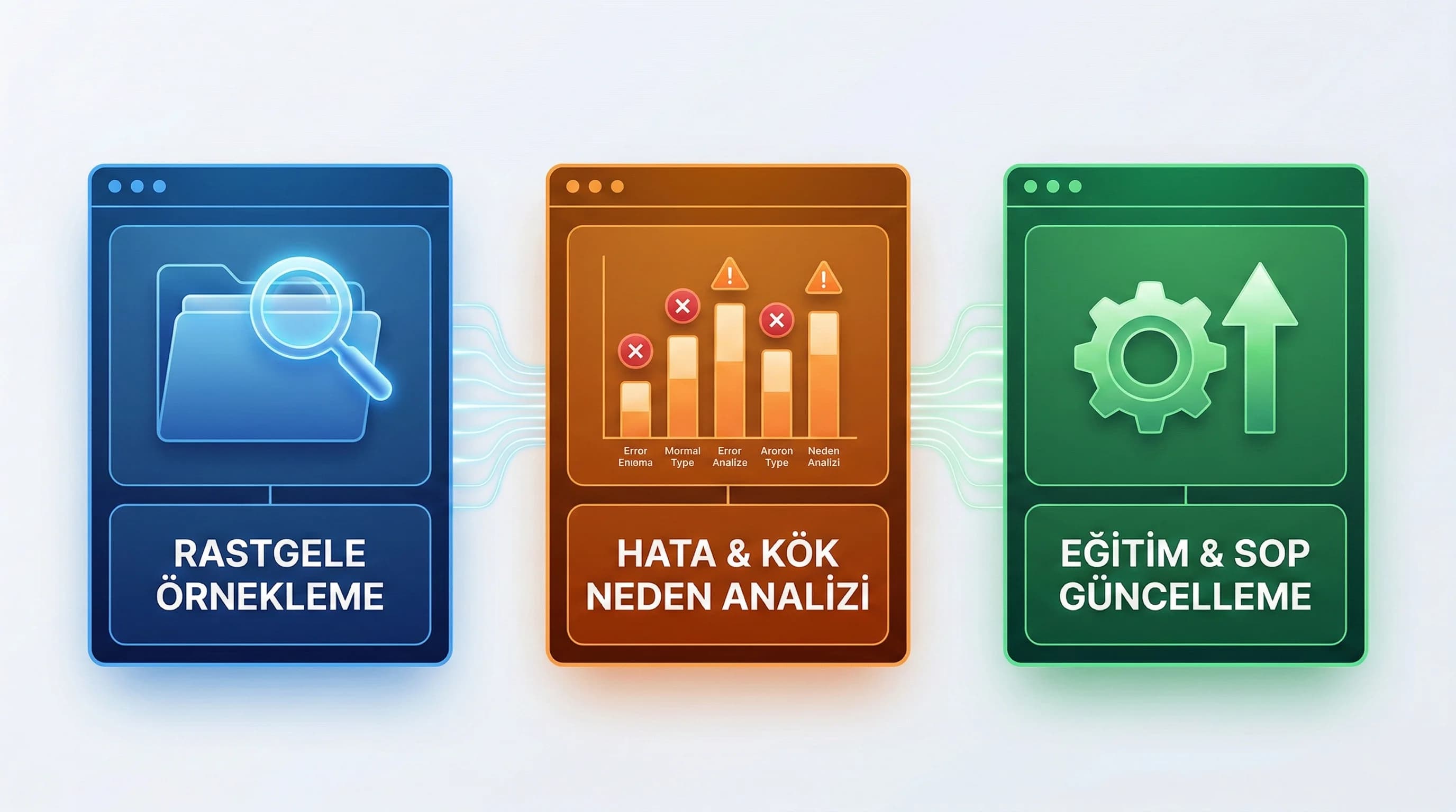 Örnekleme ve aksiyon döngüsünü gösteren otel audit context görseli