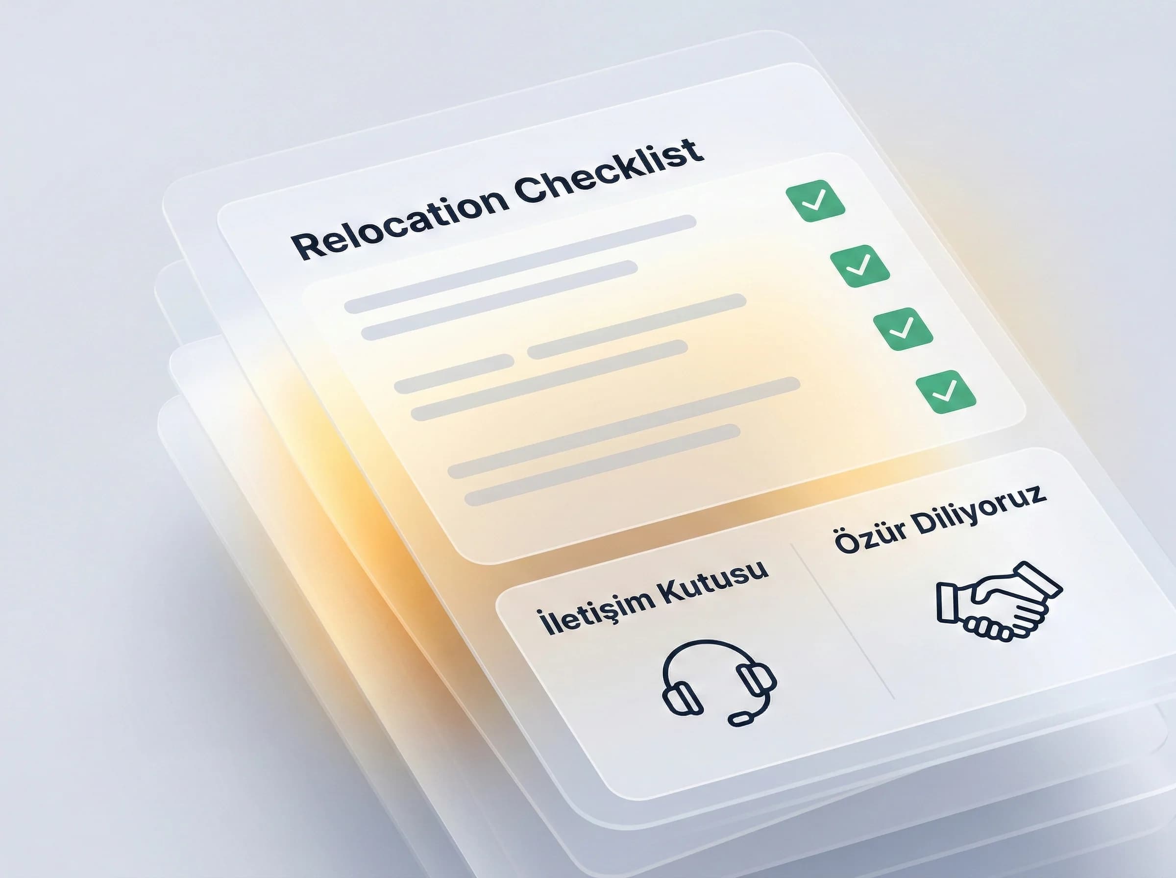 Relocation checklist ve iletişim kutusuna geçiş yapan otel divider görseli
