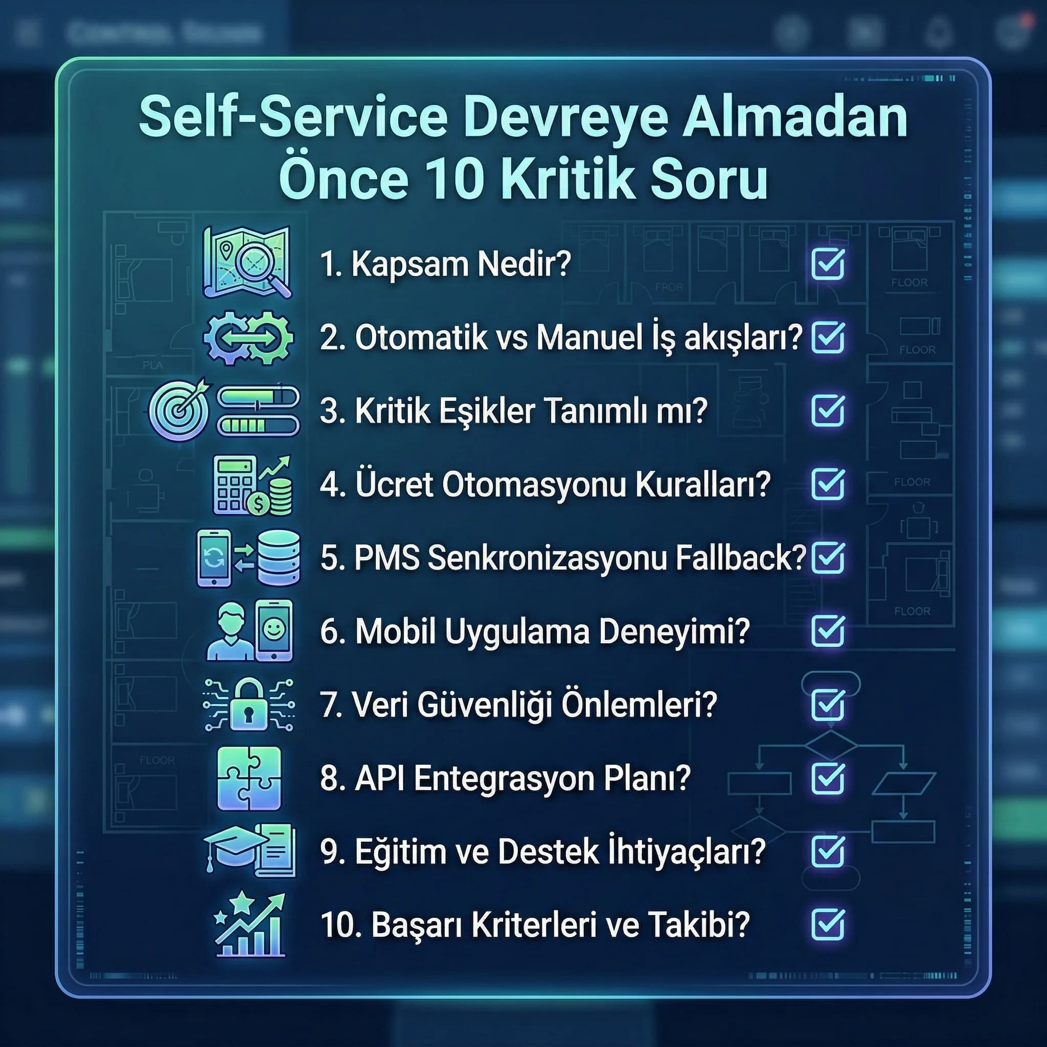 Self-service ve çağrı merkezi iş yükünü karşılaştıran otel KPI kartı