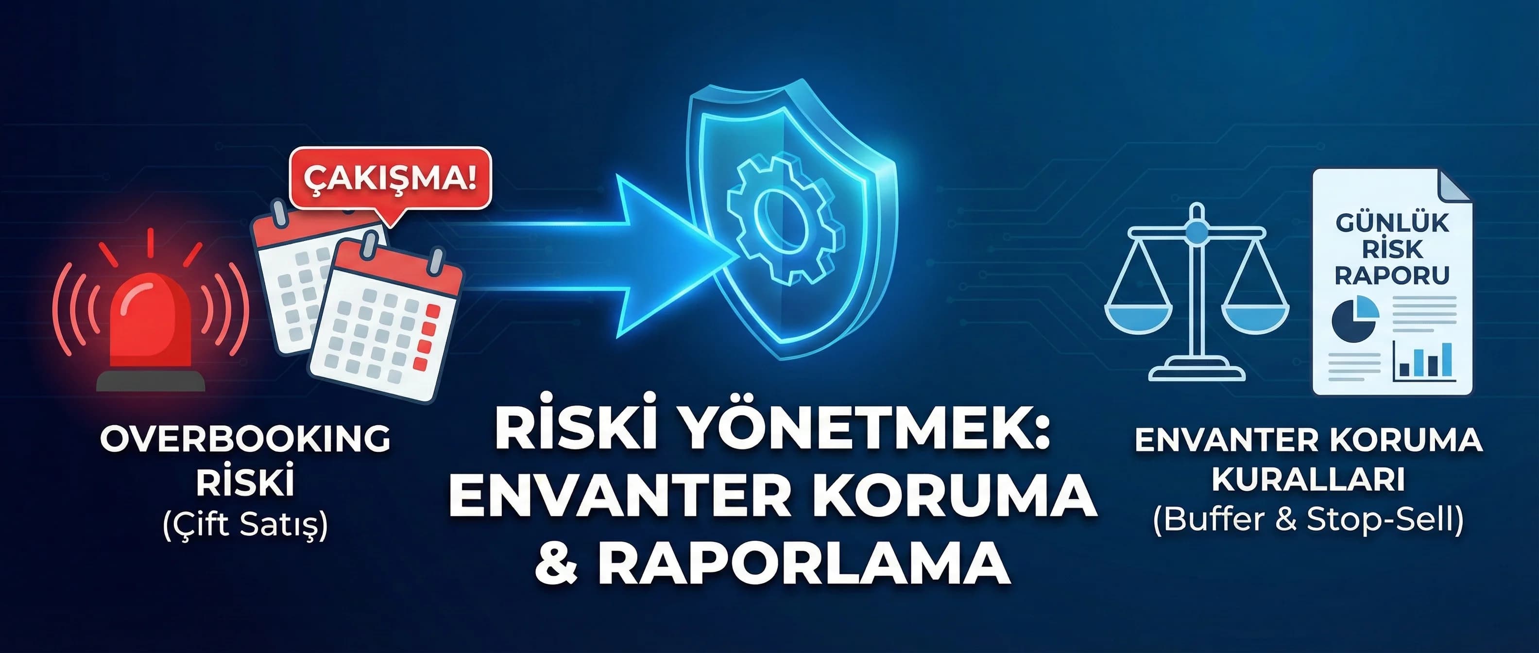 Risk kontrol ve örnek senaryolara geçiş yapan otel süreç ayırıcı görseli