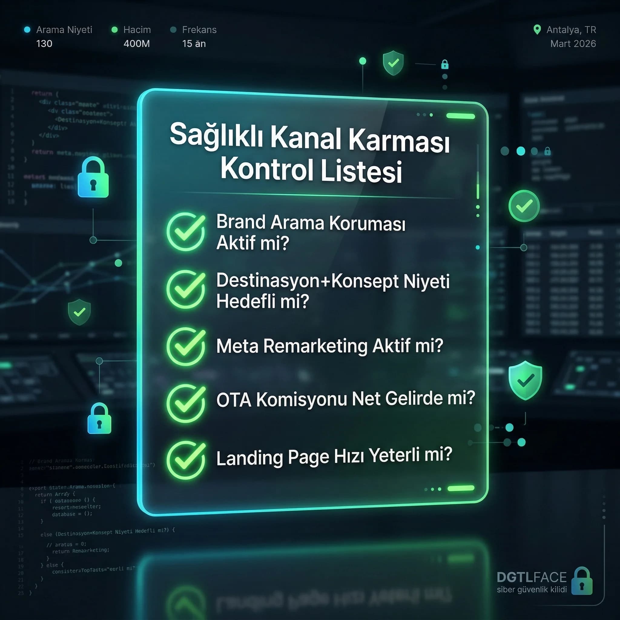 Sağlıklı kanal karması kontrol listesi, direct booking büyütme kartı