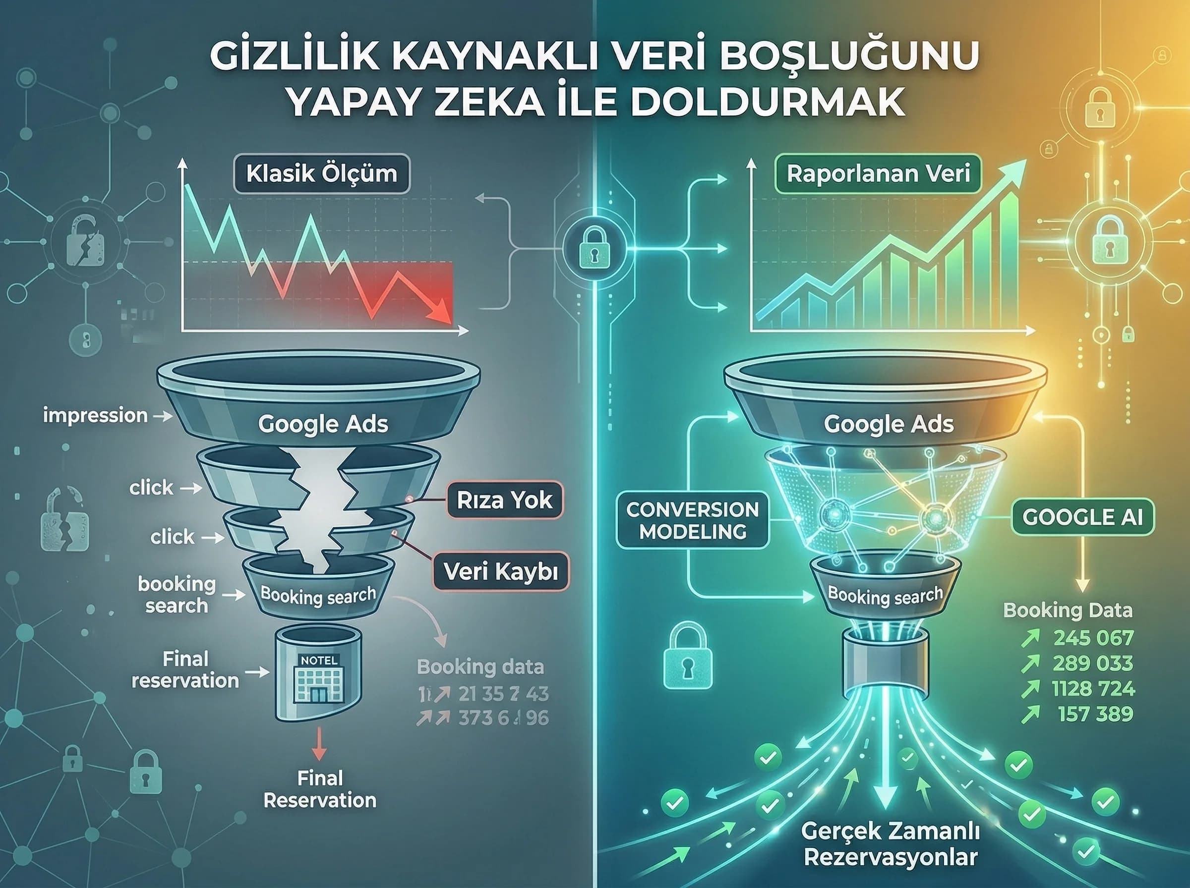 Consent reddi sonrası dönüşüm ölçüm düşüşü ve telafi, otel reklam takibi görseli