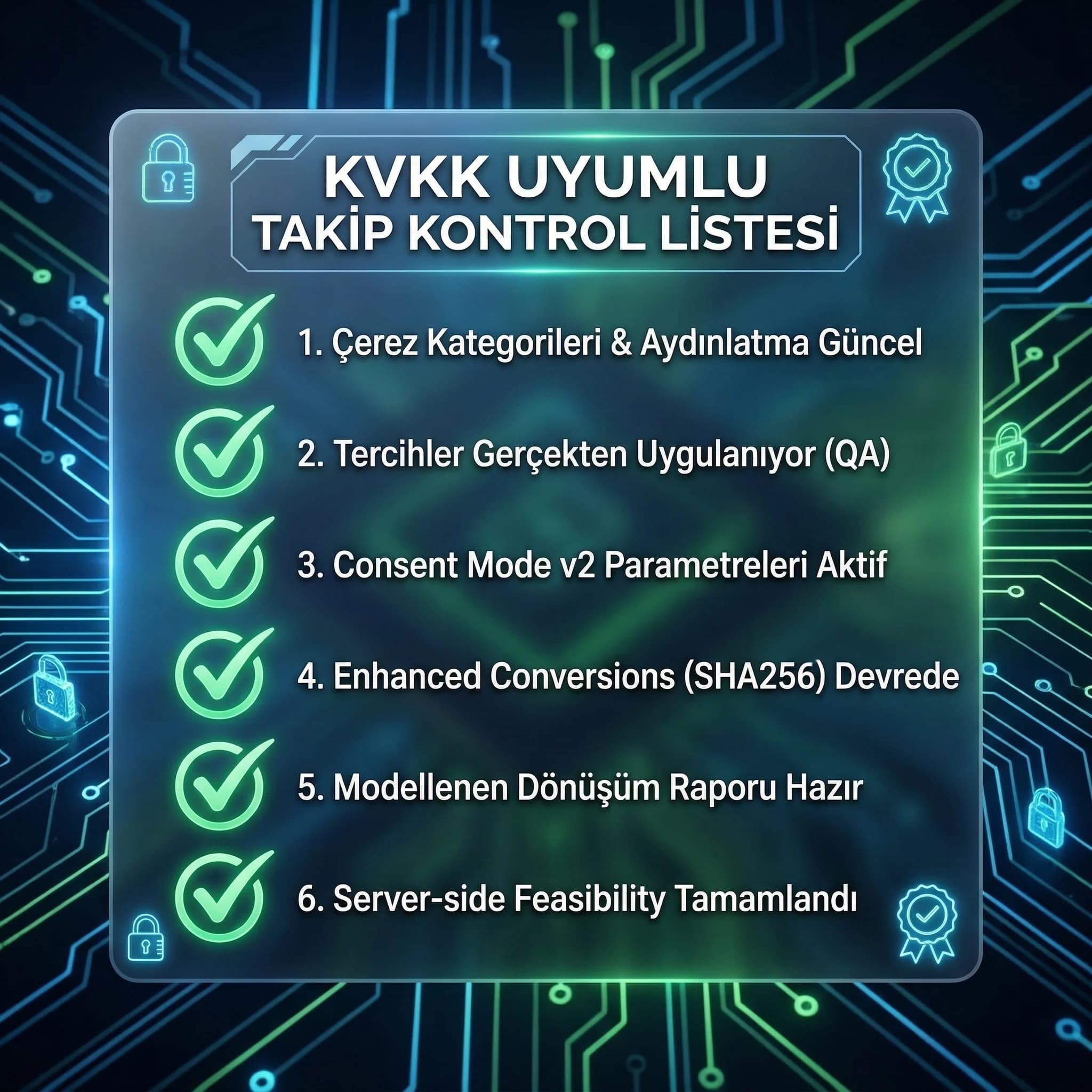 KVKK uyumlu takip checklist’i: consent, etiket, QA, otel web ölçümü