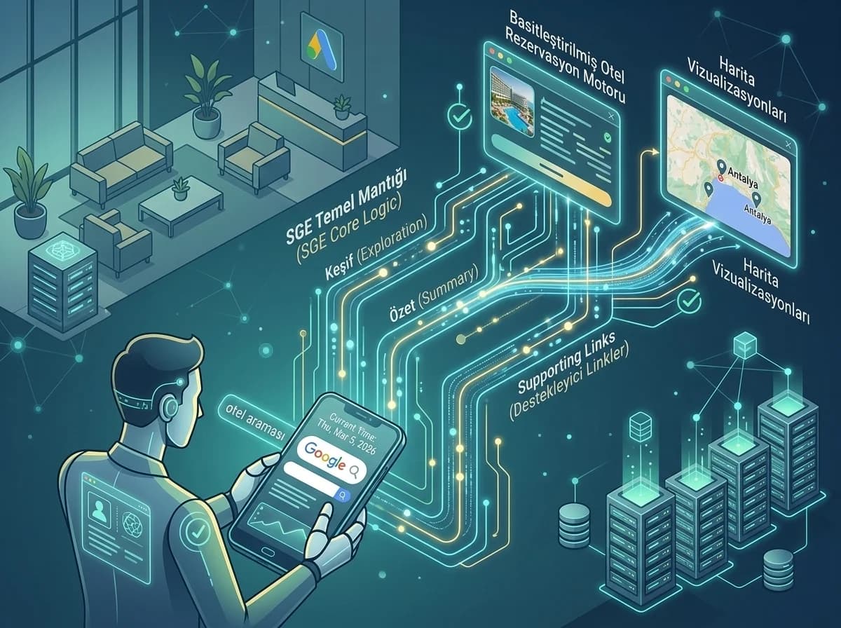 SGE/AI Overviews temel mantığı, otel arama deneyimi bölüm görseli