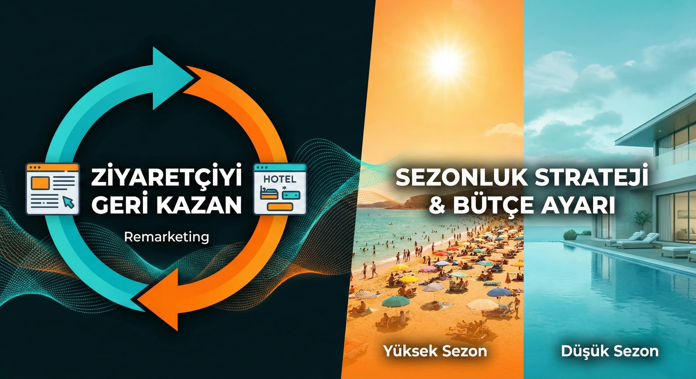 Otel kampanya mix karar ağacı ve funnel akışı, çok kanallı yapı