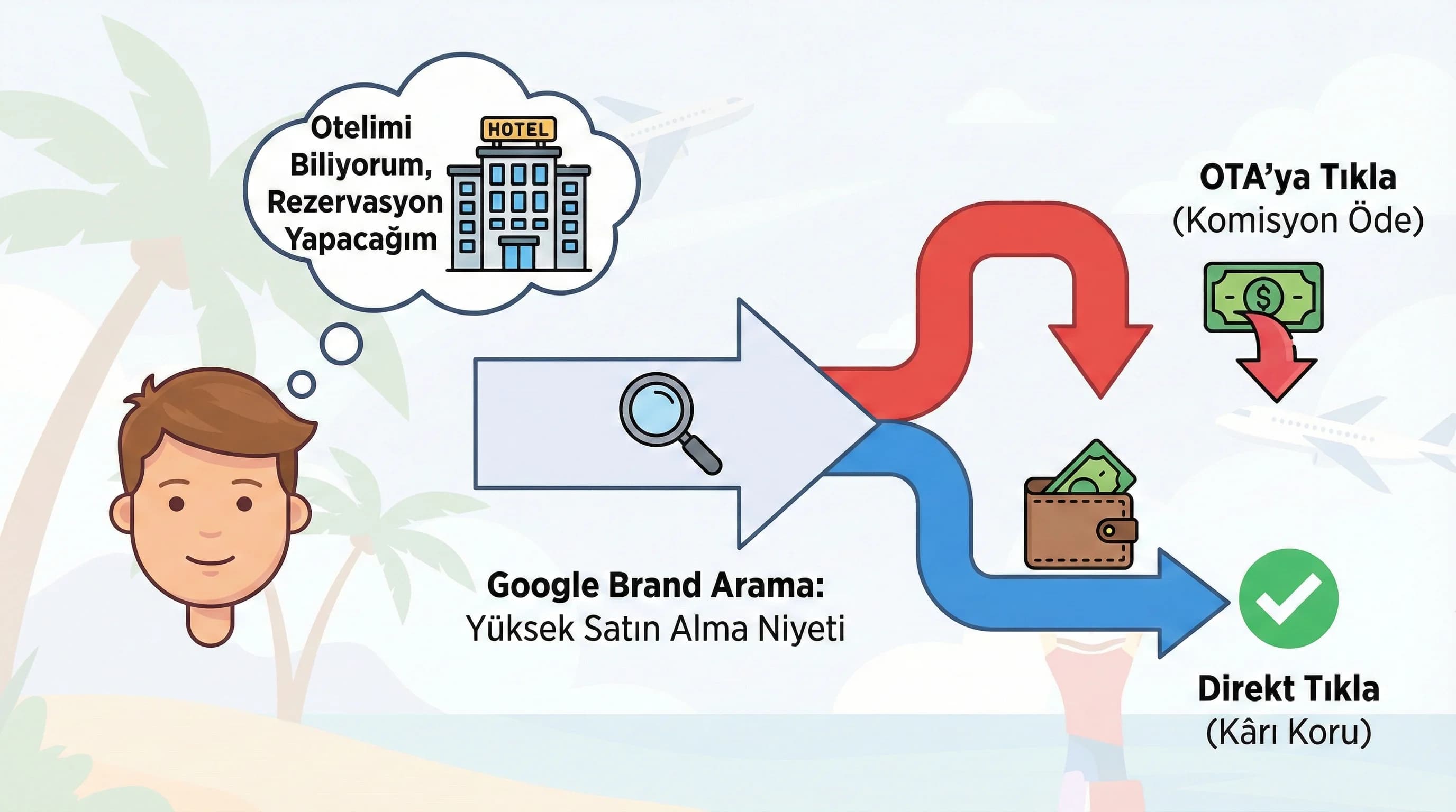 Otel brand arama niyeti ve kullanıcı davranışı, turizm reklam stratejisi ayırıcı