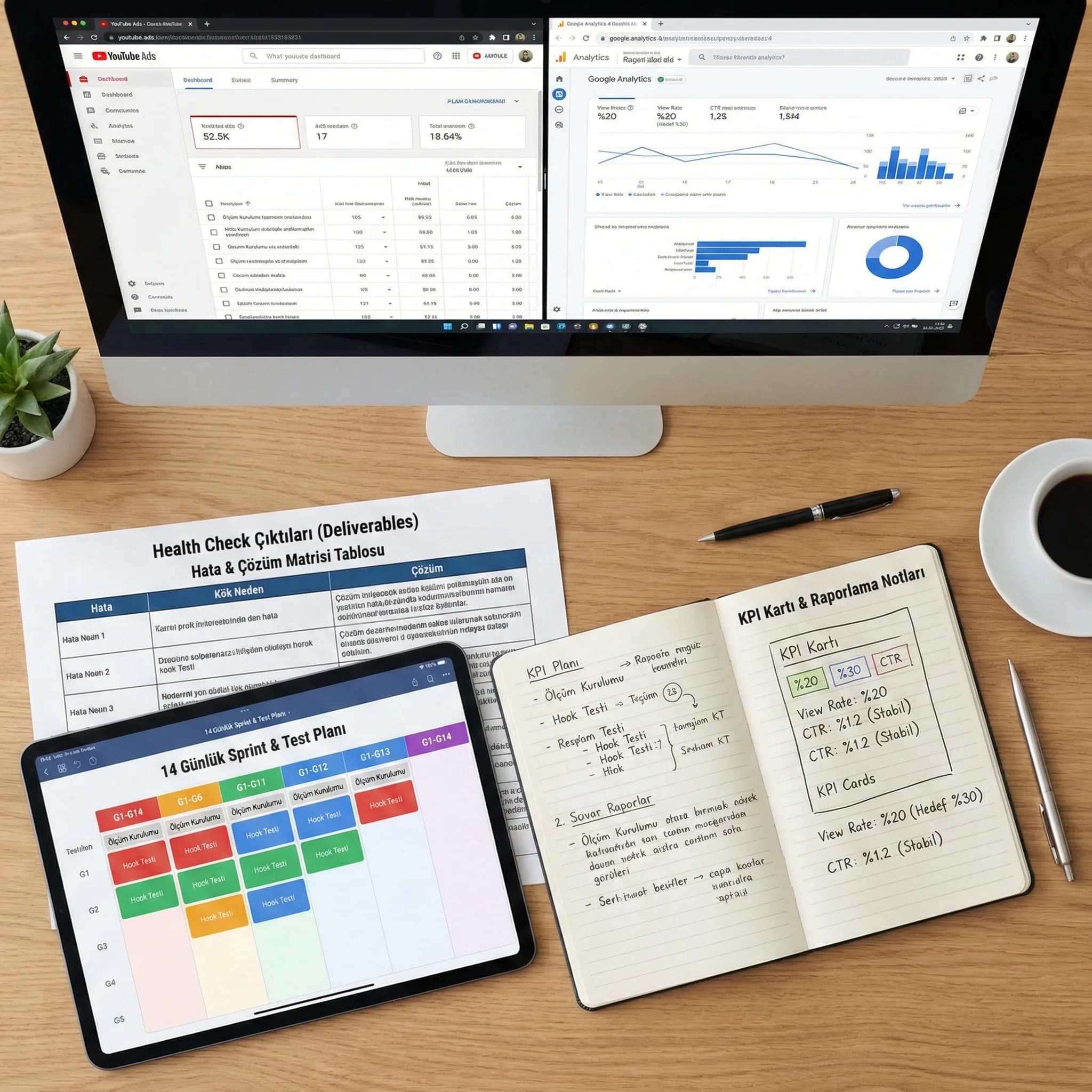 Health check deliverables: tablo, checklist, aksiyon planı