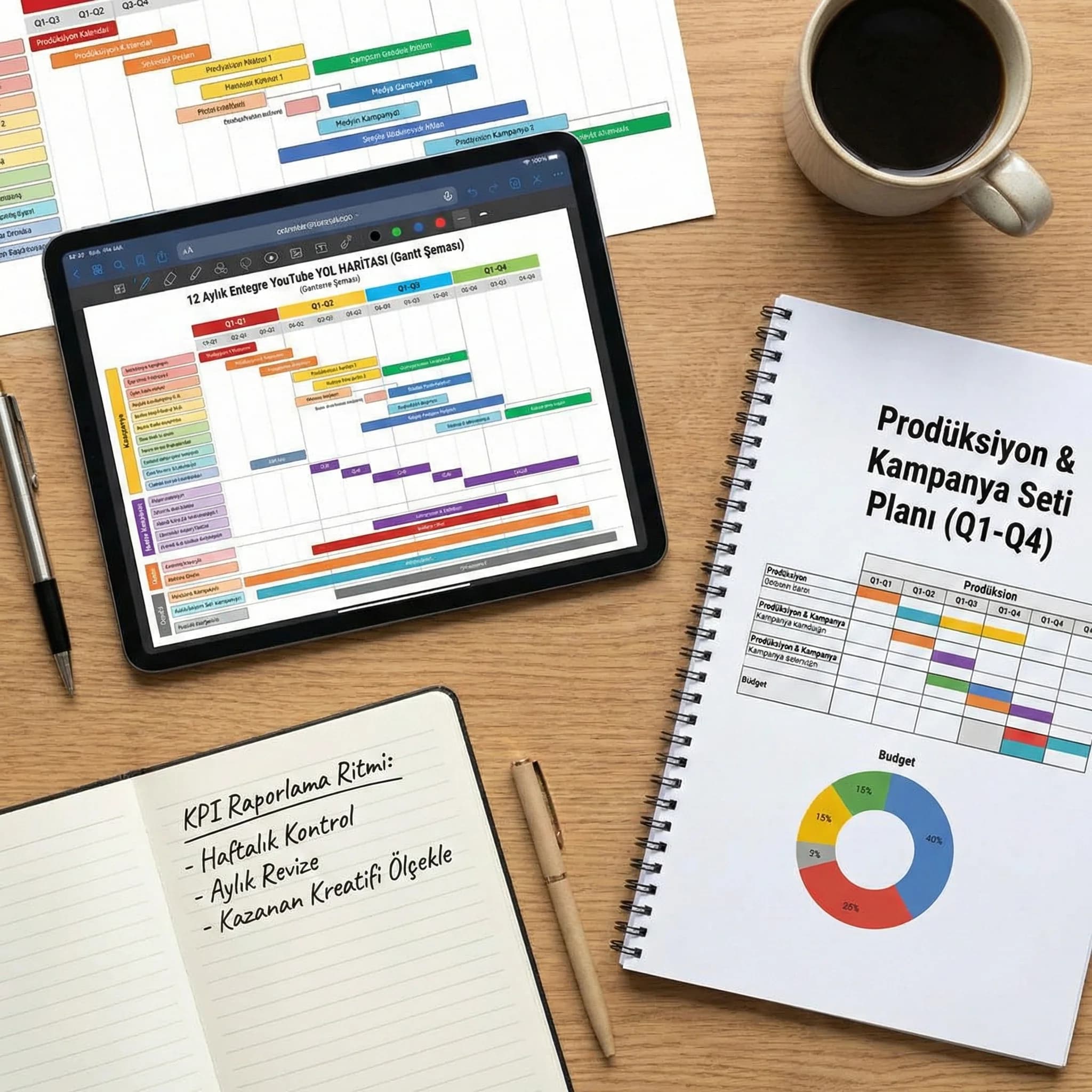 Yıllık takvim + prodüksiyon planı + kampanya setleri deliverables