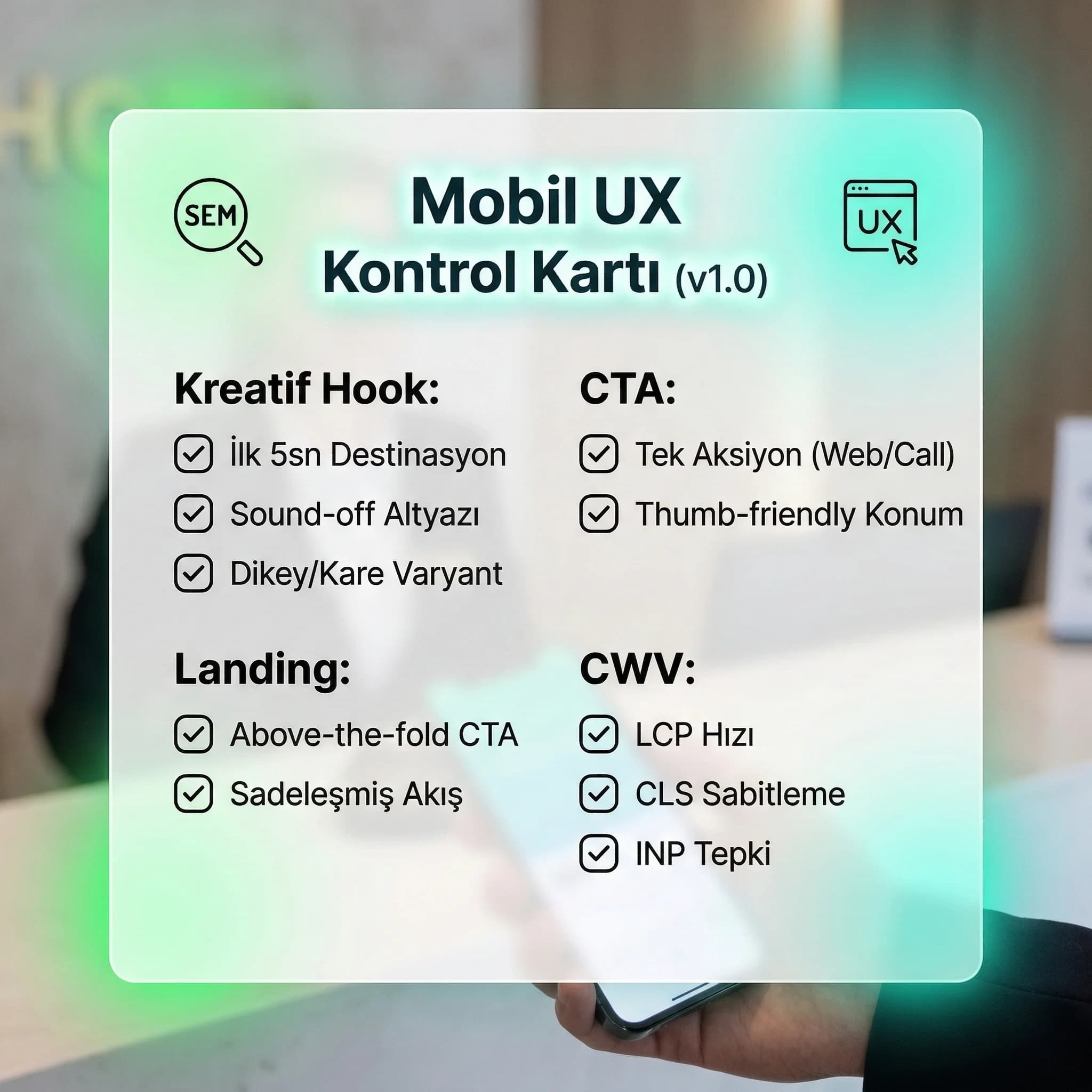 Mobil video + landing kontrol kartı