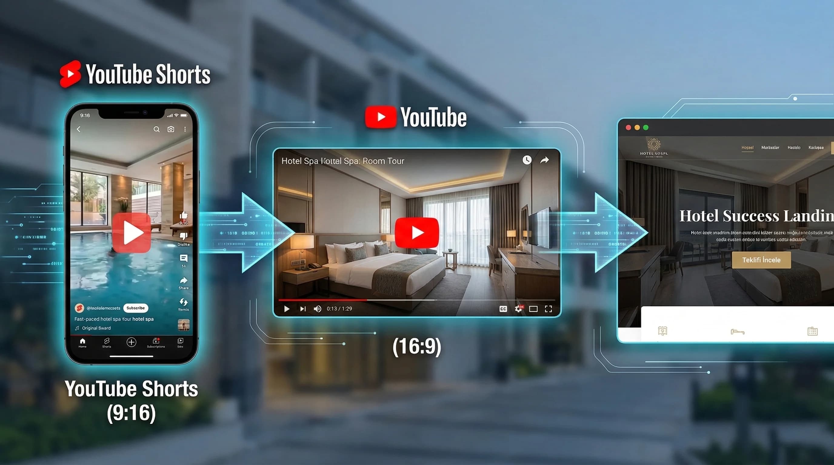 Shorts→uzun video→web akışını tek bakışta gösteren bağlam görseli