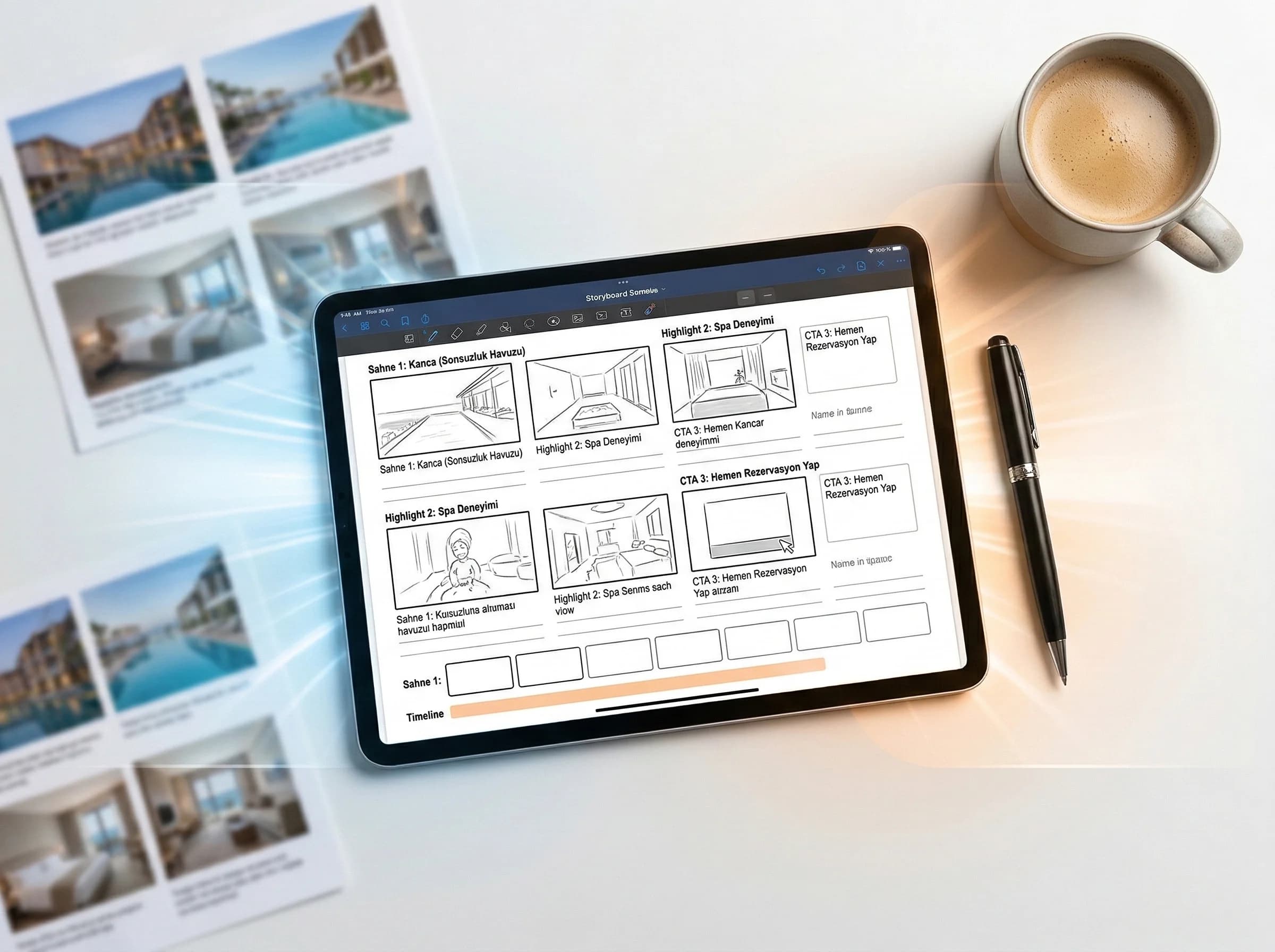 Storyboard ve şablon bölümüne geçiş görseli