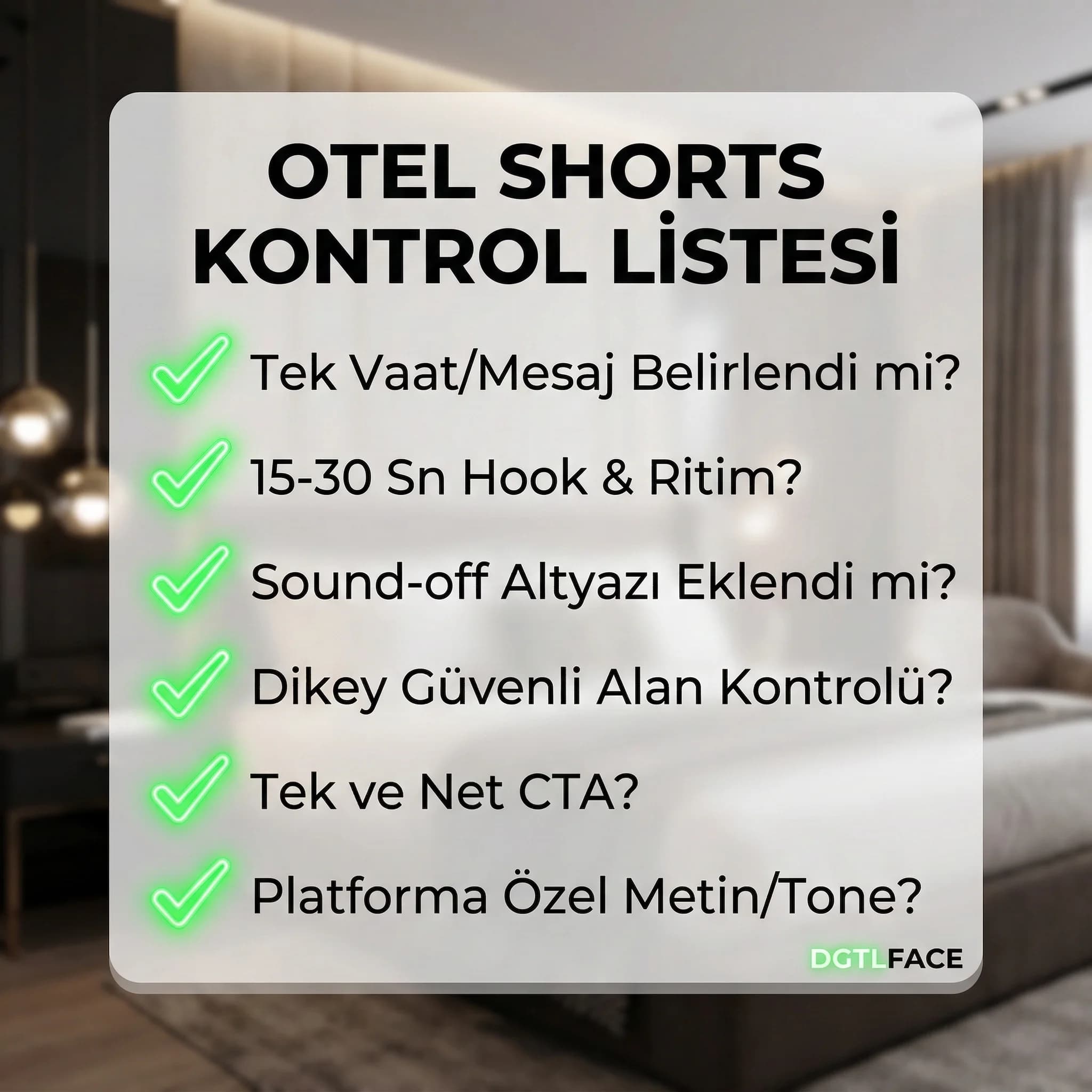 Shorts üretim ve dağıtım checklist kartı