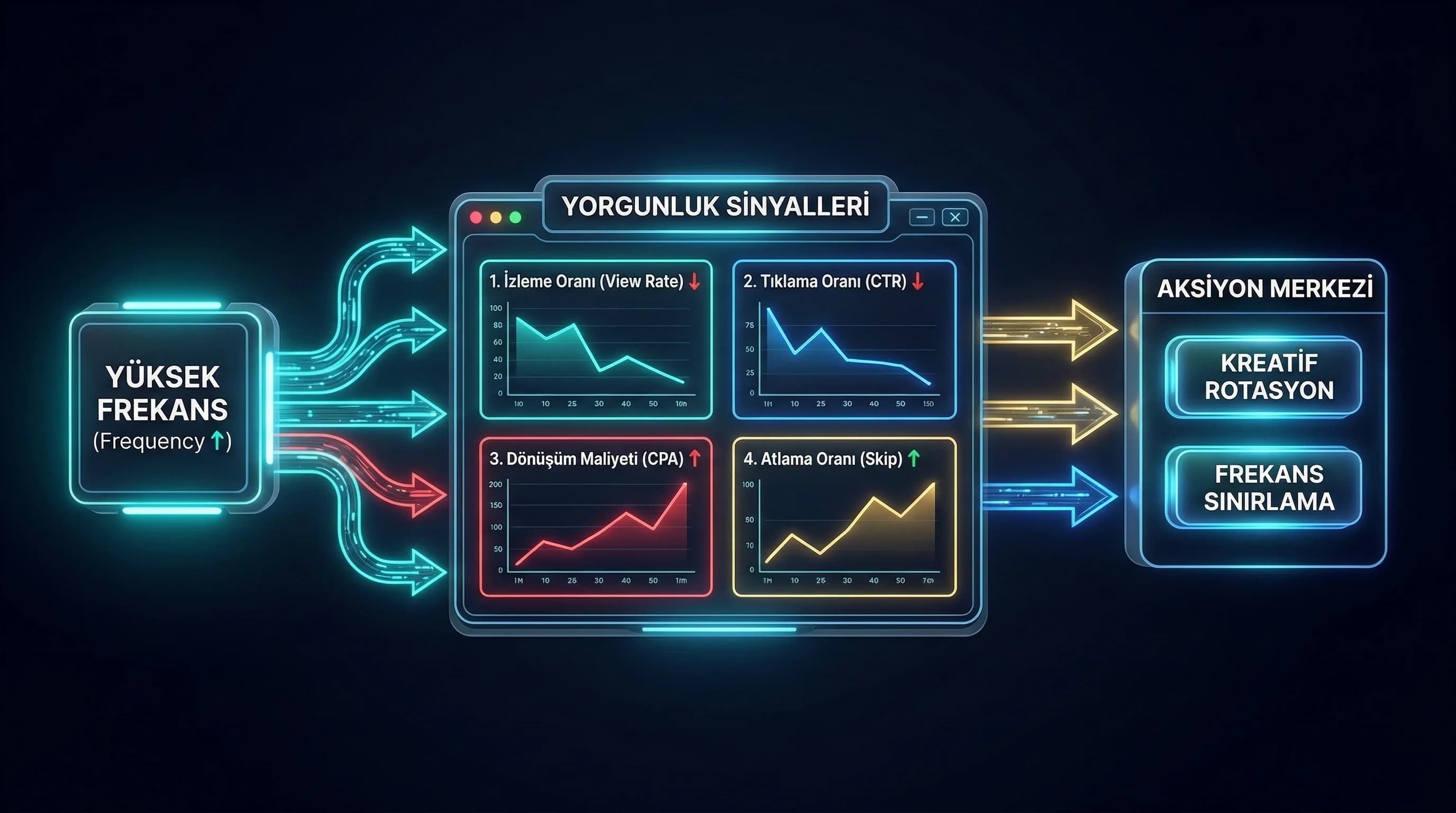 Frekans→yorgunluk sinyalleri→aksiyon akış diyagramı