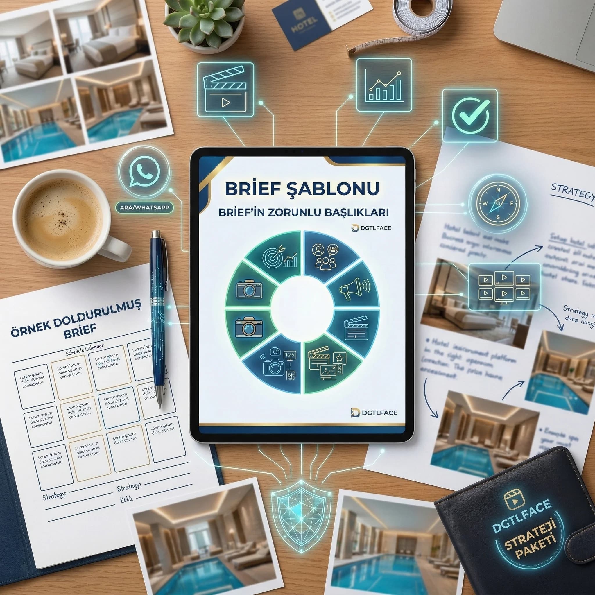 Brief deliverables: şablon, örnek brief, çekim planı