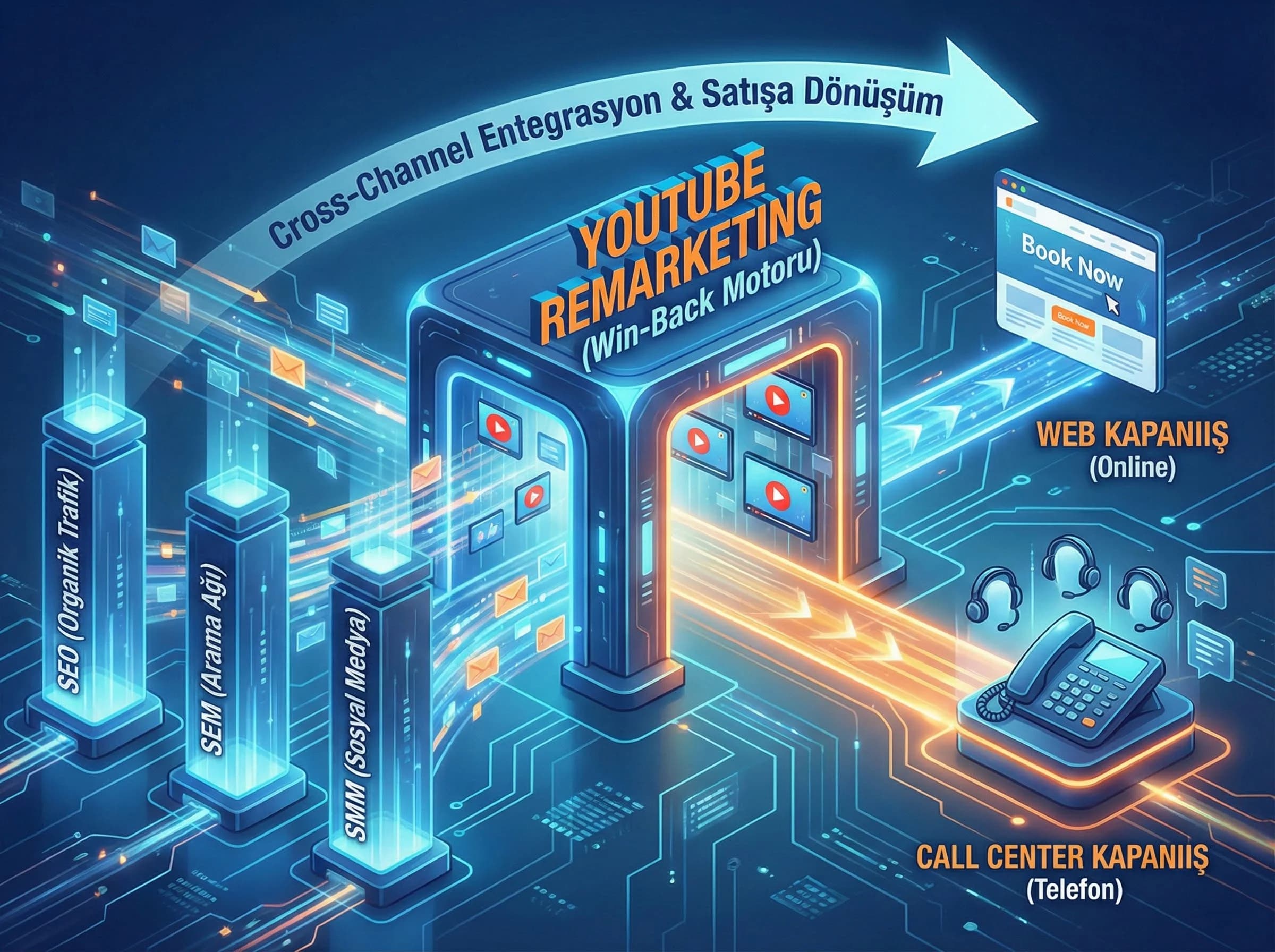 Call center ve cross-channel bölümlerine geçiş görseli