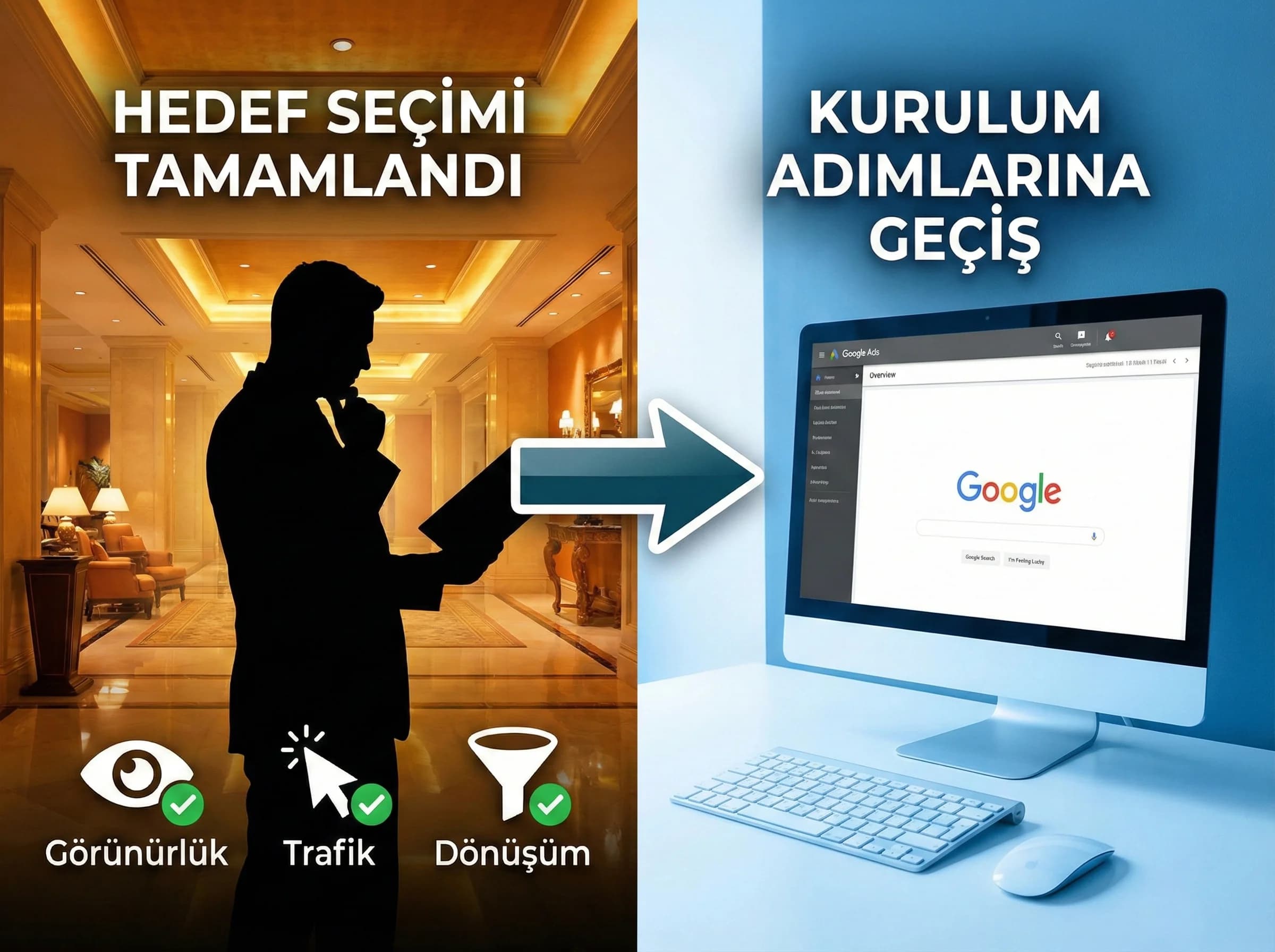 Hedef seçimi sonrası kurulum ekran adımlarına geçiş görseli