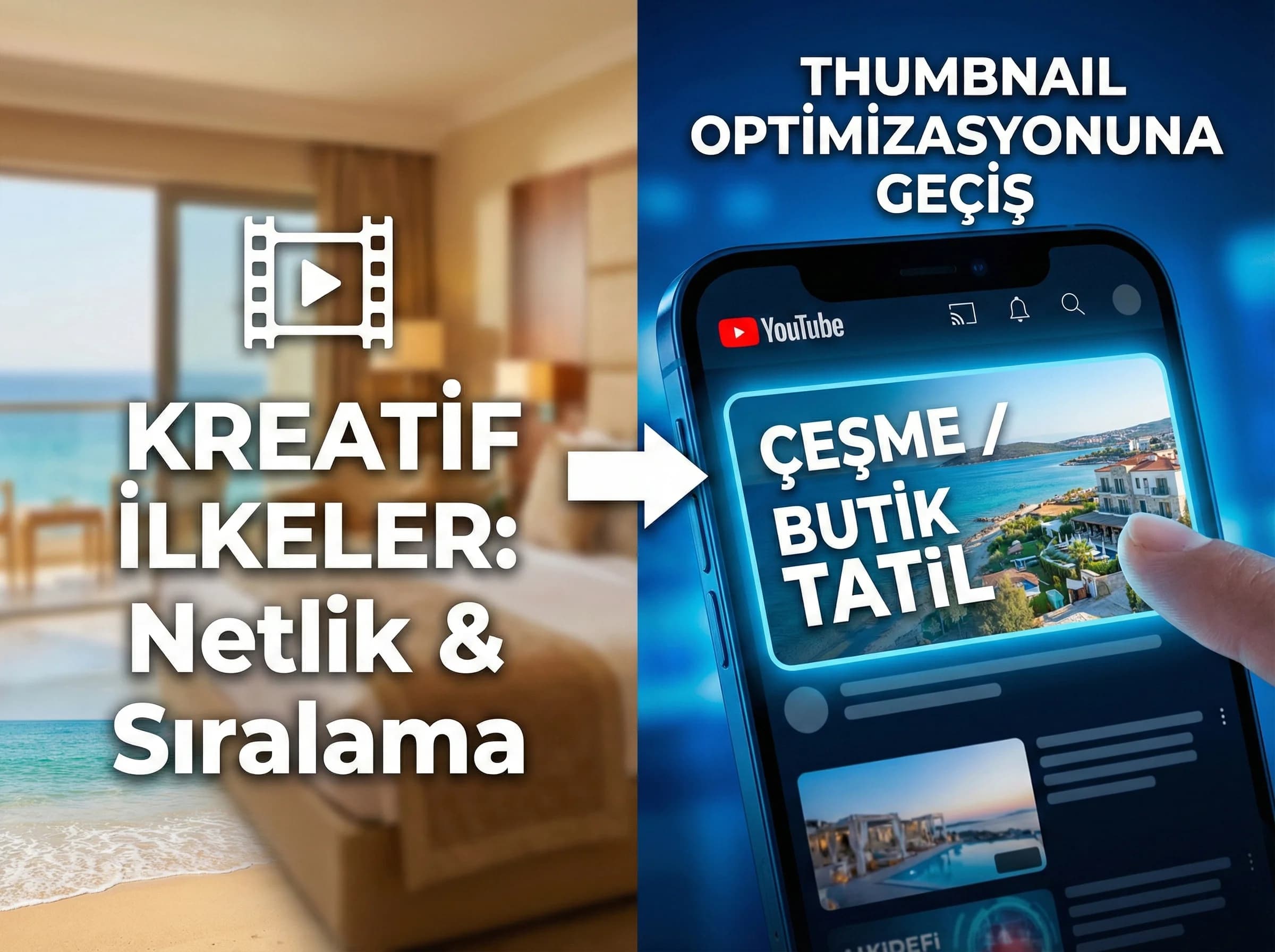 Kreatif ilkelerden thumbnail optimizasyona geçiş görseli
