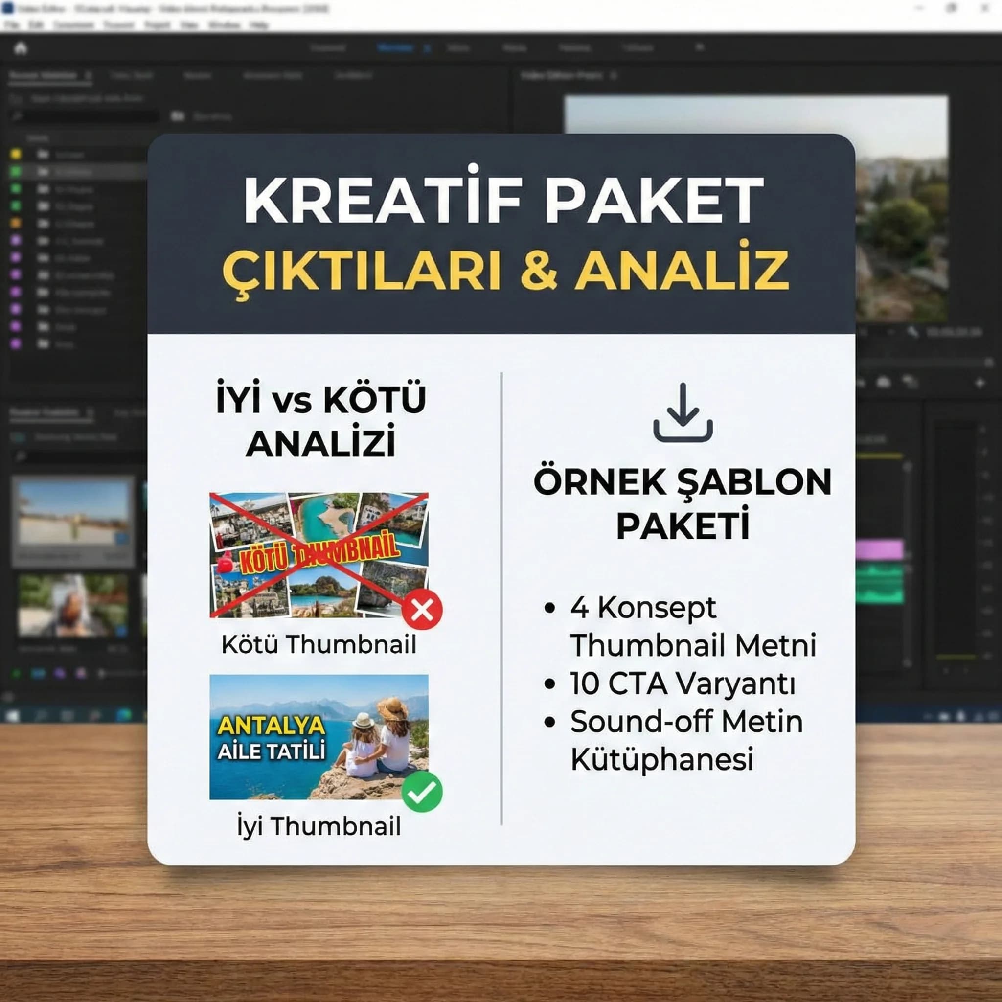 İyi/kötü karşılaştırma + örnek paket çıktıları kartı