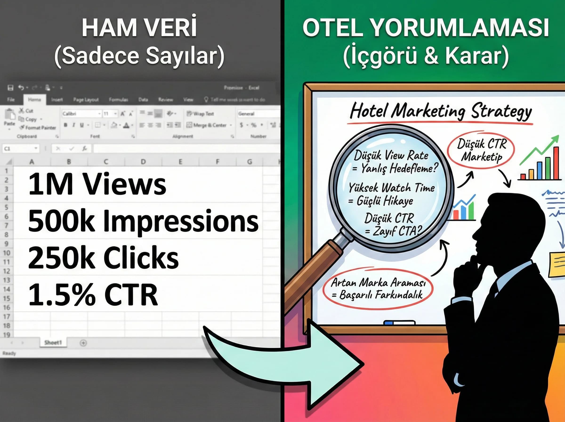 Temel KPI’lardan otel yorumlamasına geçiş görseli