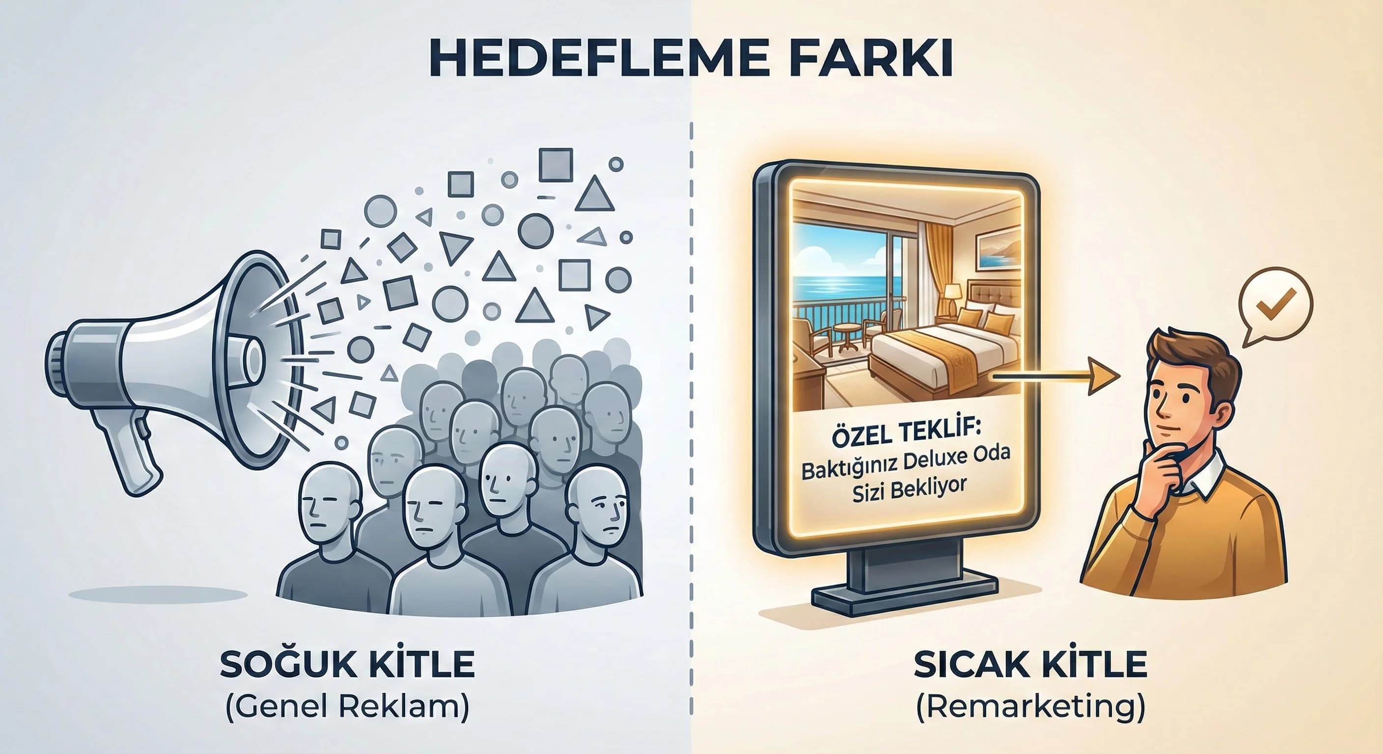 Remarketing nedir sorusunu otel örneğiyle ayıran bölüm görseli