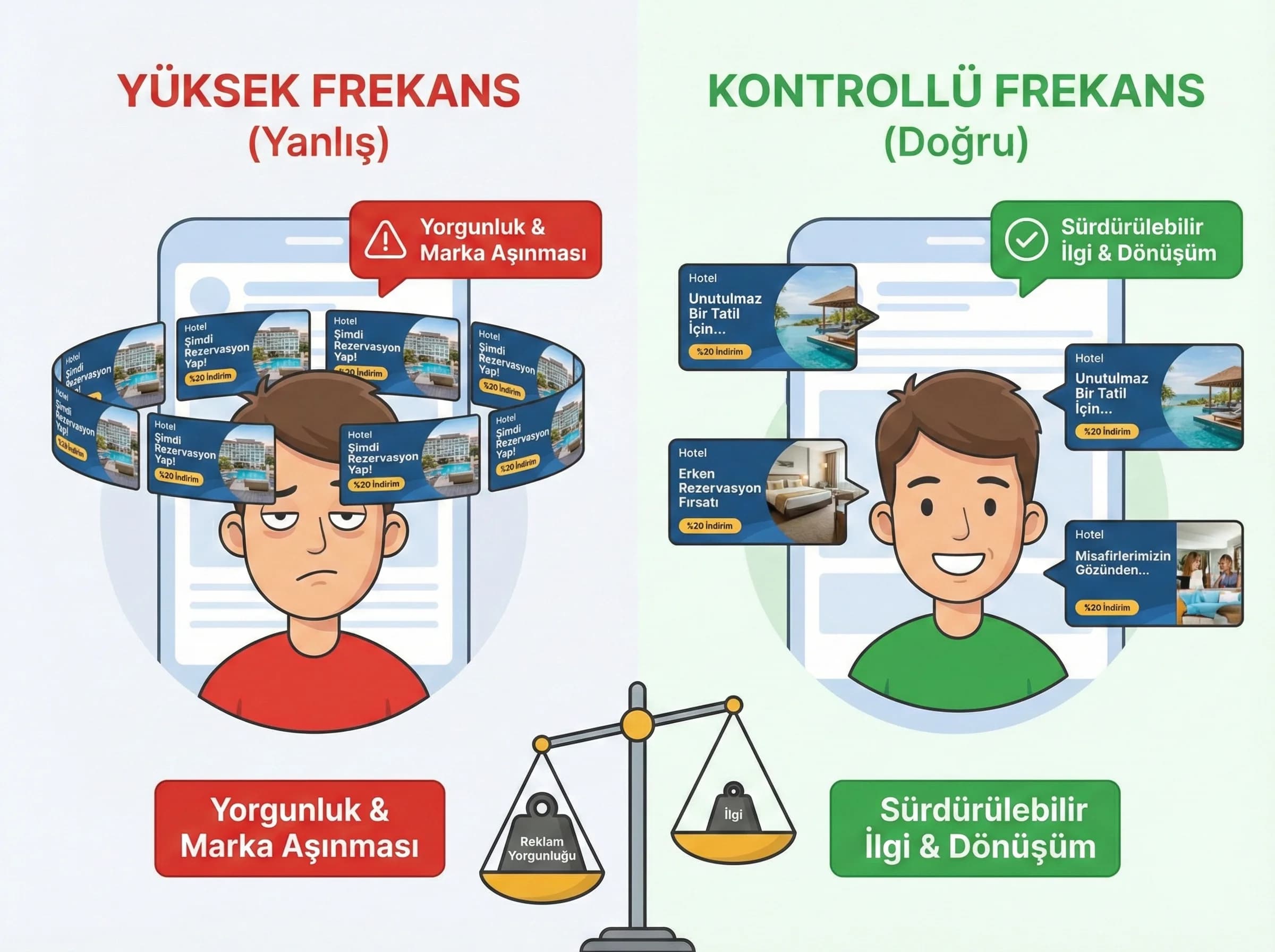 Frekans yorgunluğu ve uzun liste yönetimini ayıran otel bölüm görseli