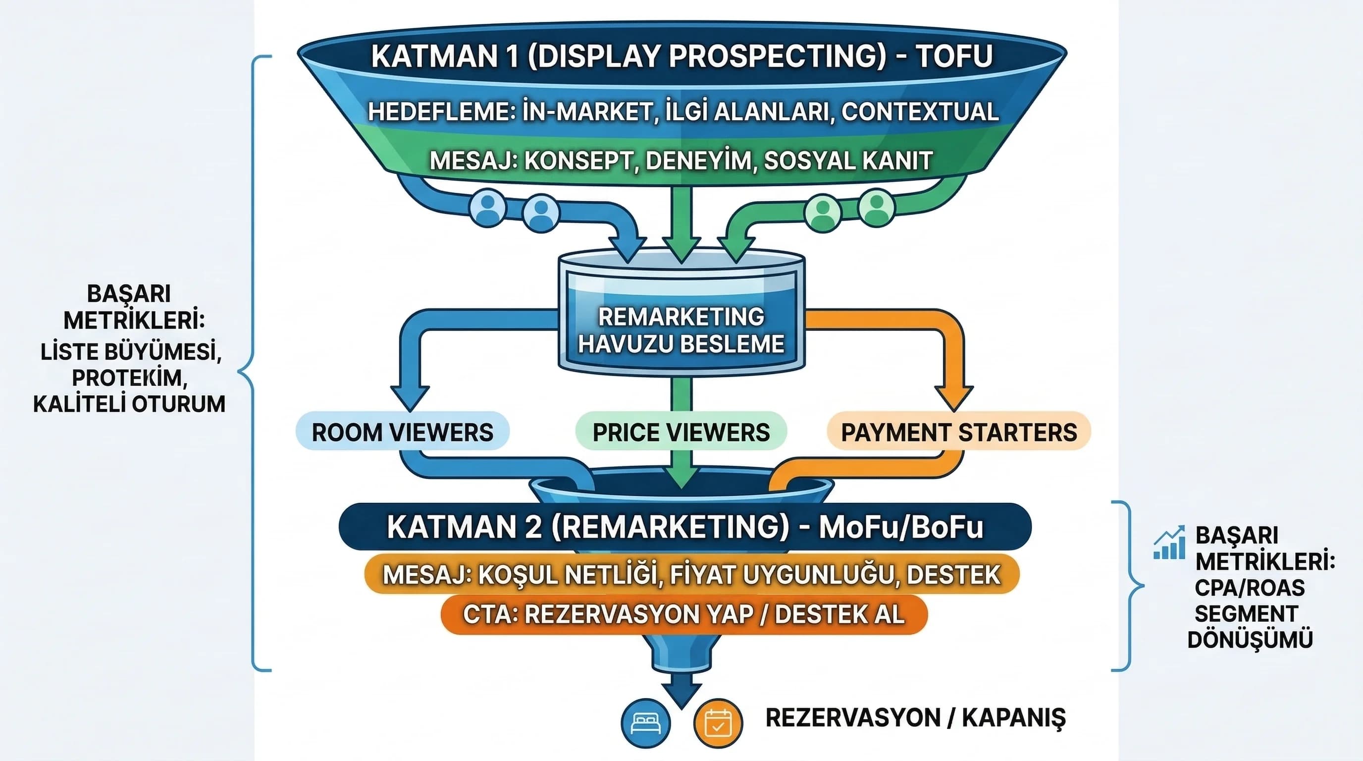 İki katmanlı funnel sprint planını ayıran otel bölüm görseli