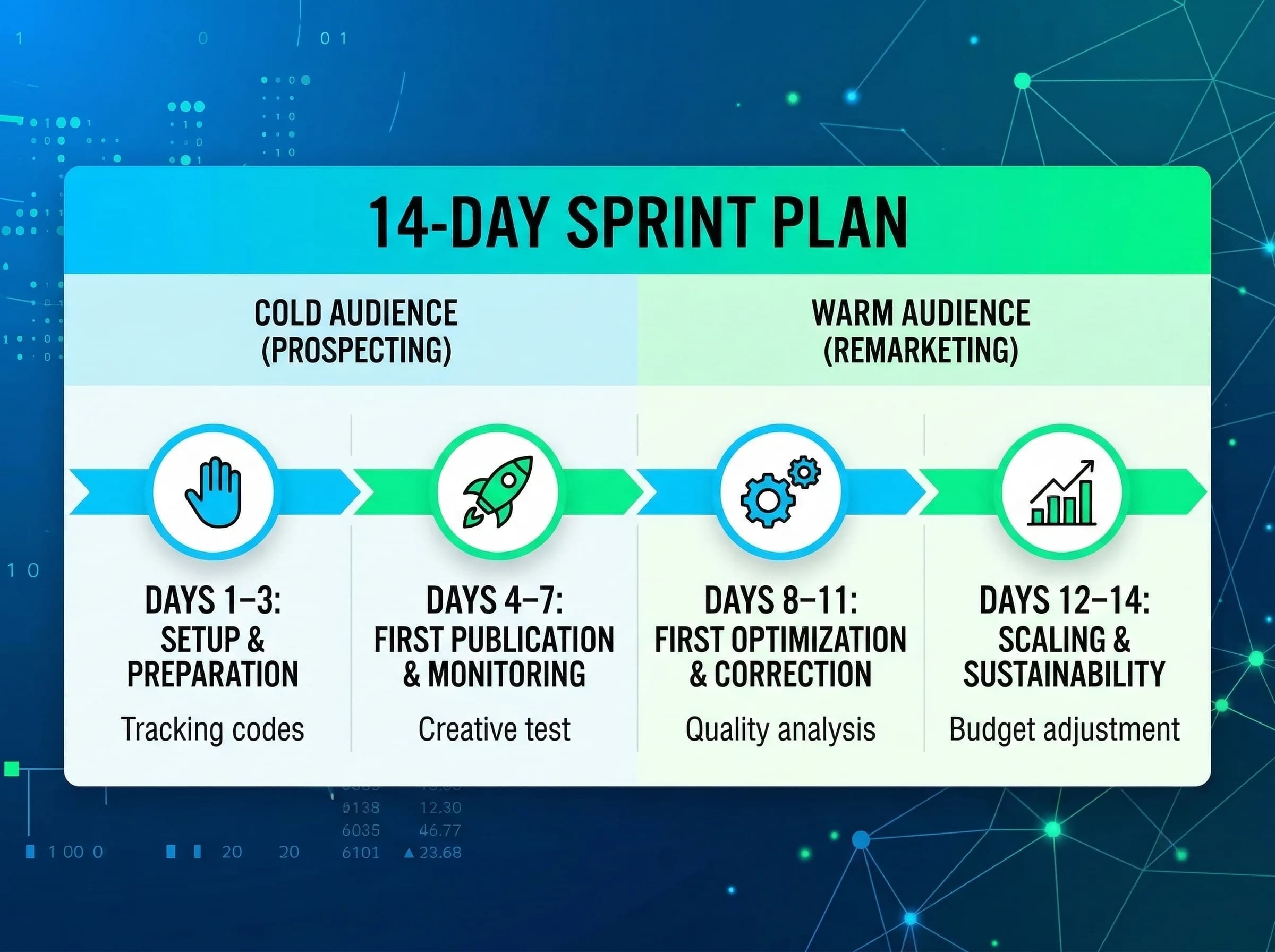 Prospecting ve remarketing kurulum adımlarını özetleyen otel checklist kartı