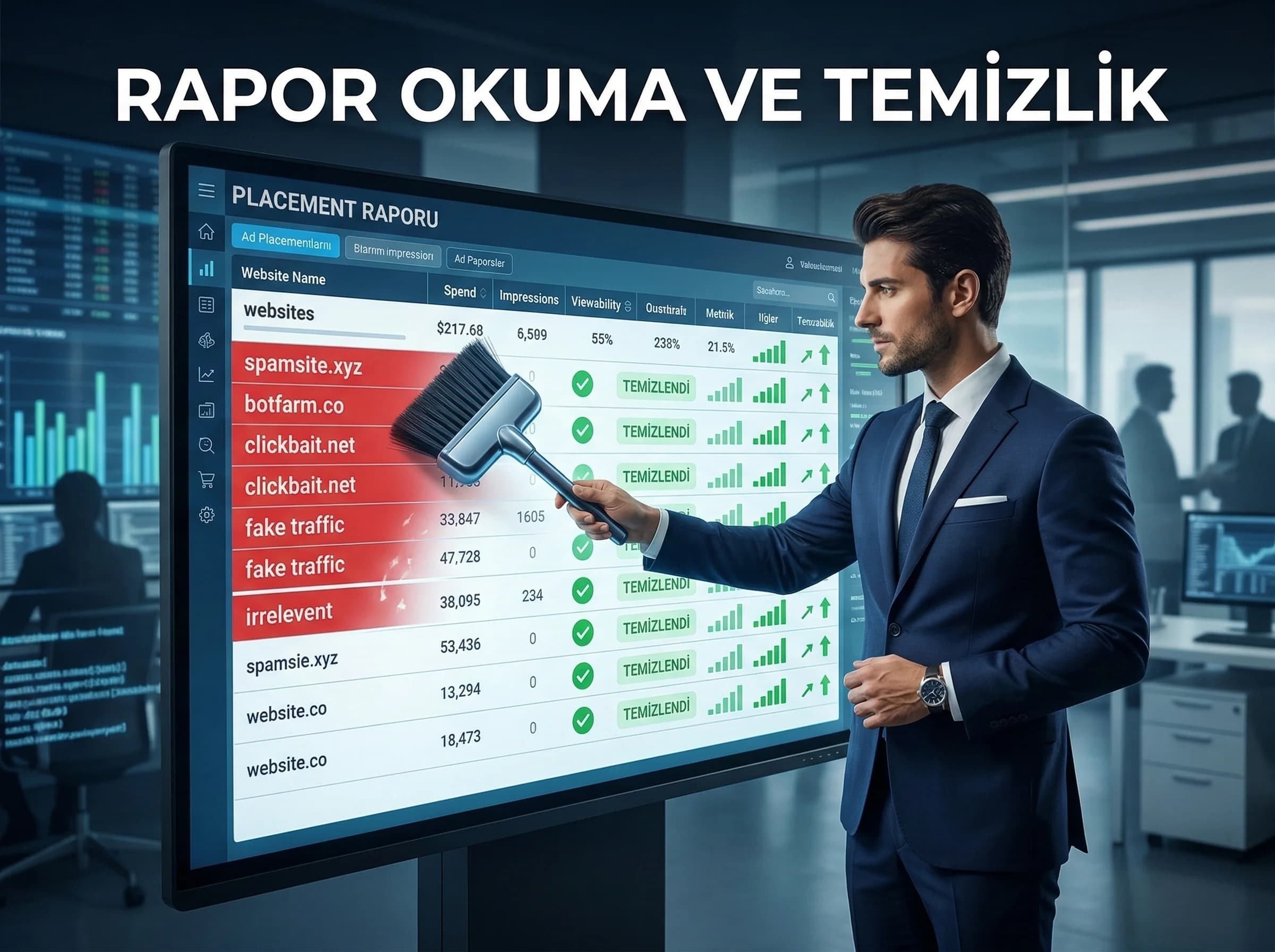 Placement raporundan exclusion whitelist ile kalite artışını gösteren otel diyagramı