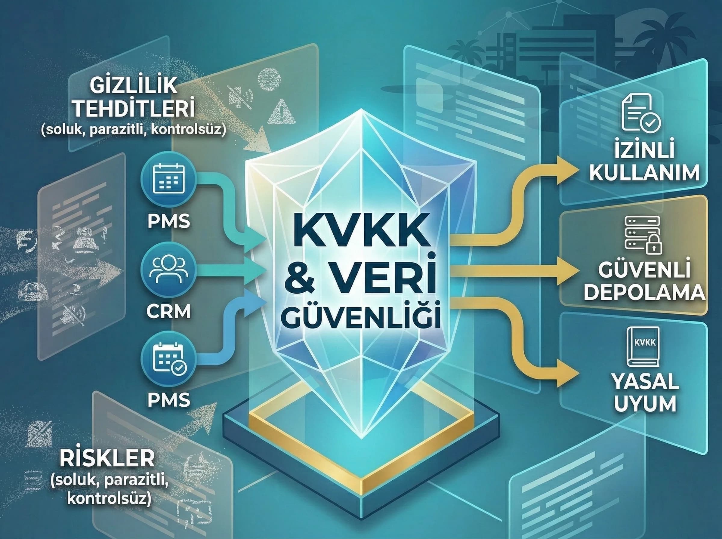 KVKK ve veri güvenliği ön koşullarını ayıran otel bölüm görseli