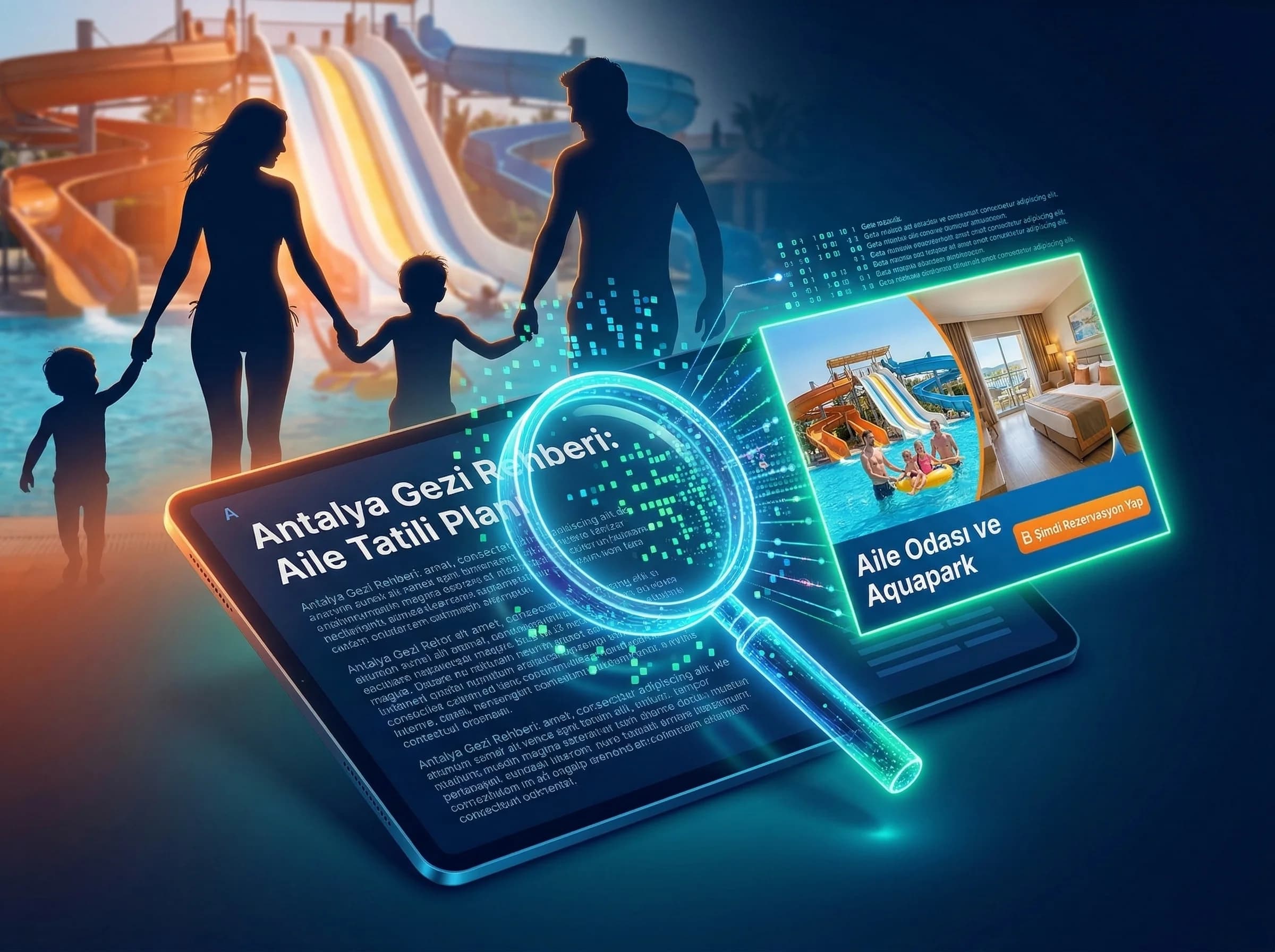 Contextual hedeflemenin içerik bağlamı mantığını açıklayan otel bölüm görseli