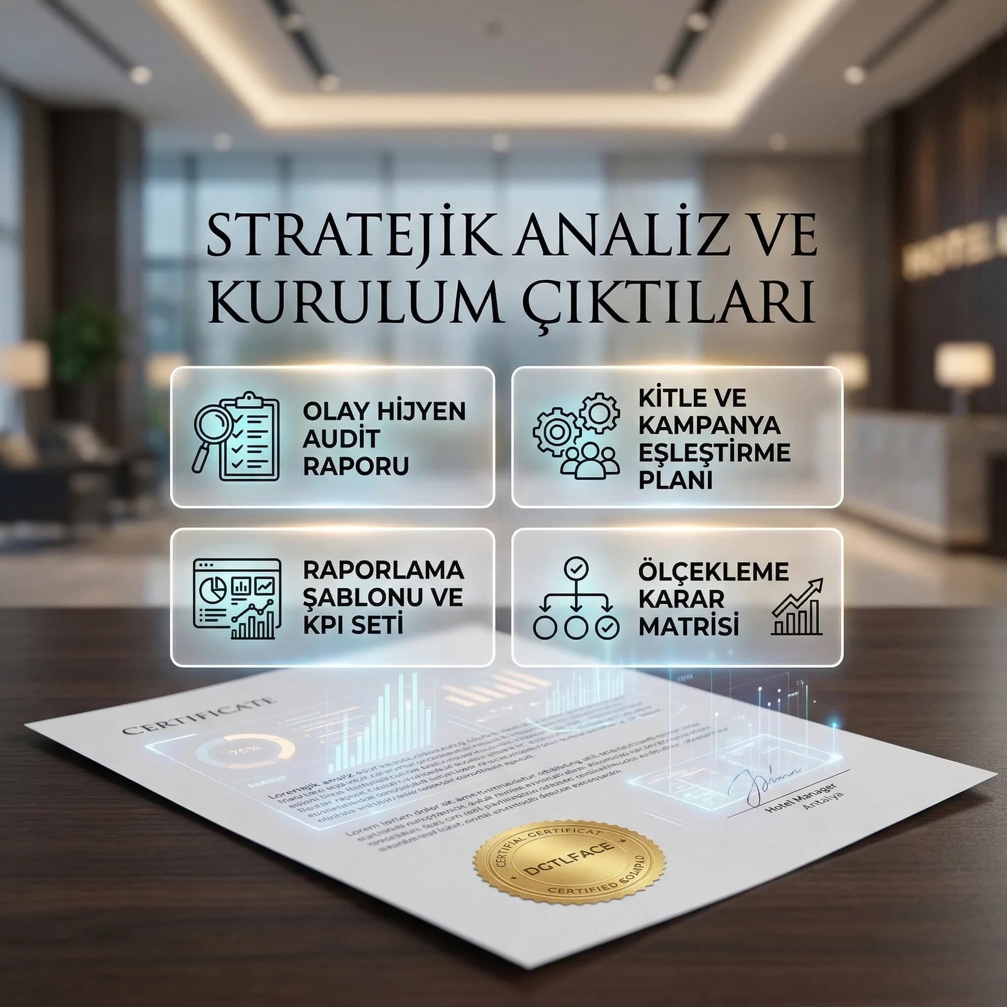 Predictive remarketing kurulum çıktıları ve raporlama şablonunu gösteren proof kartı