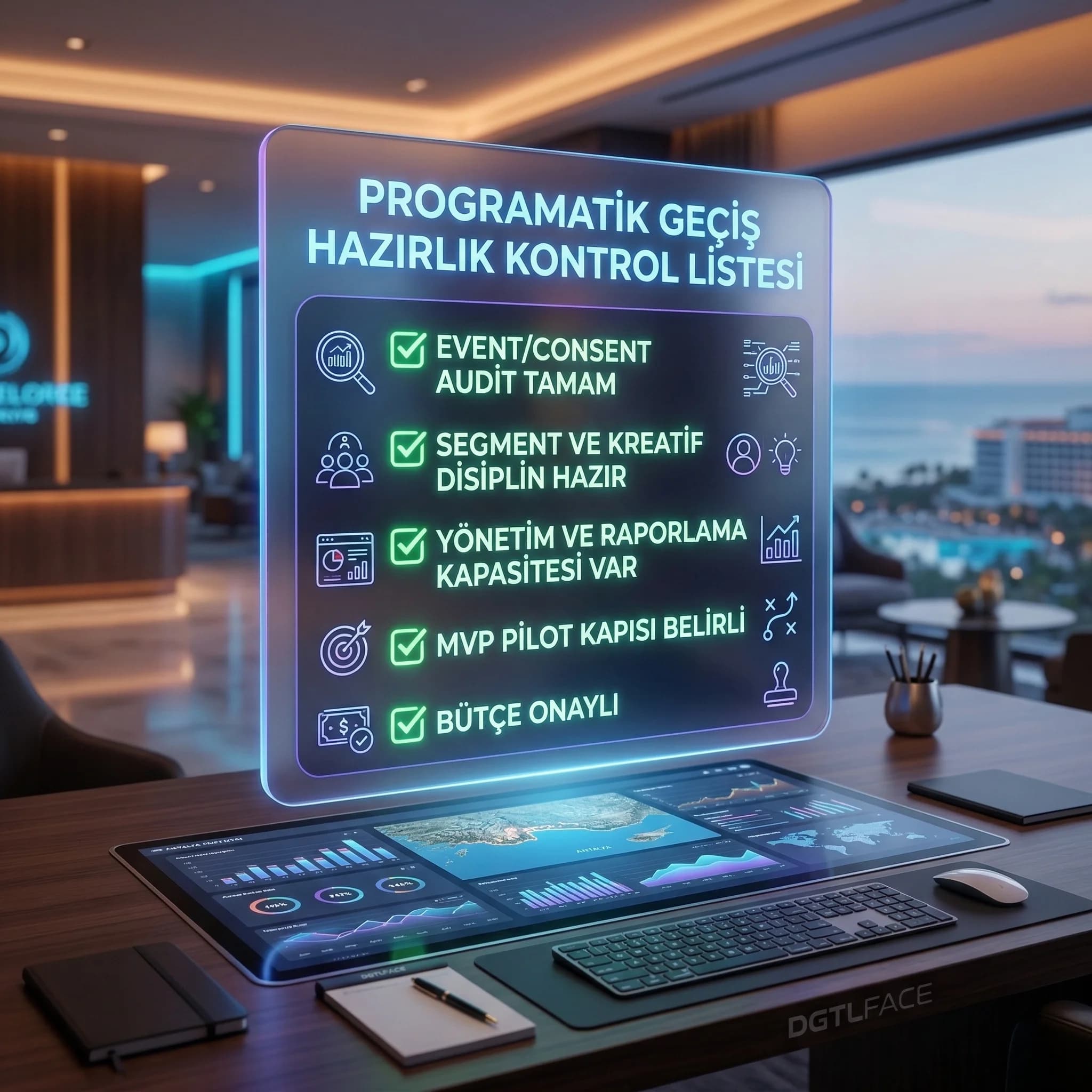 Programatik geçiş için readiness checklist’ini özetleyen otel kartı